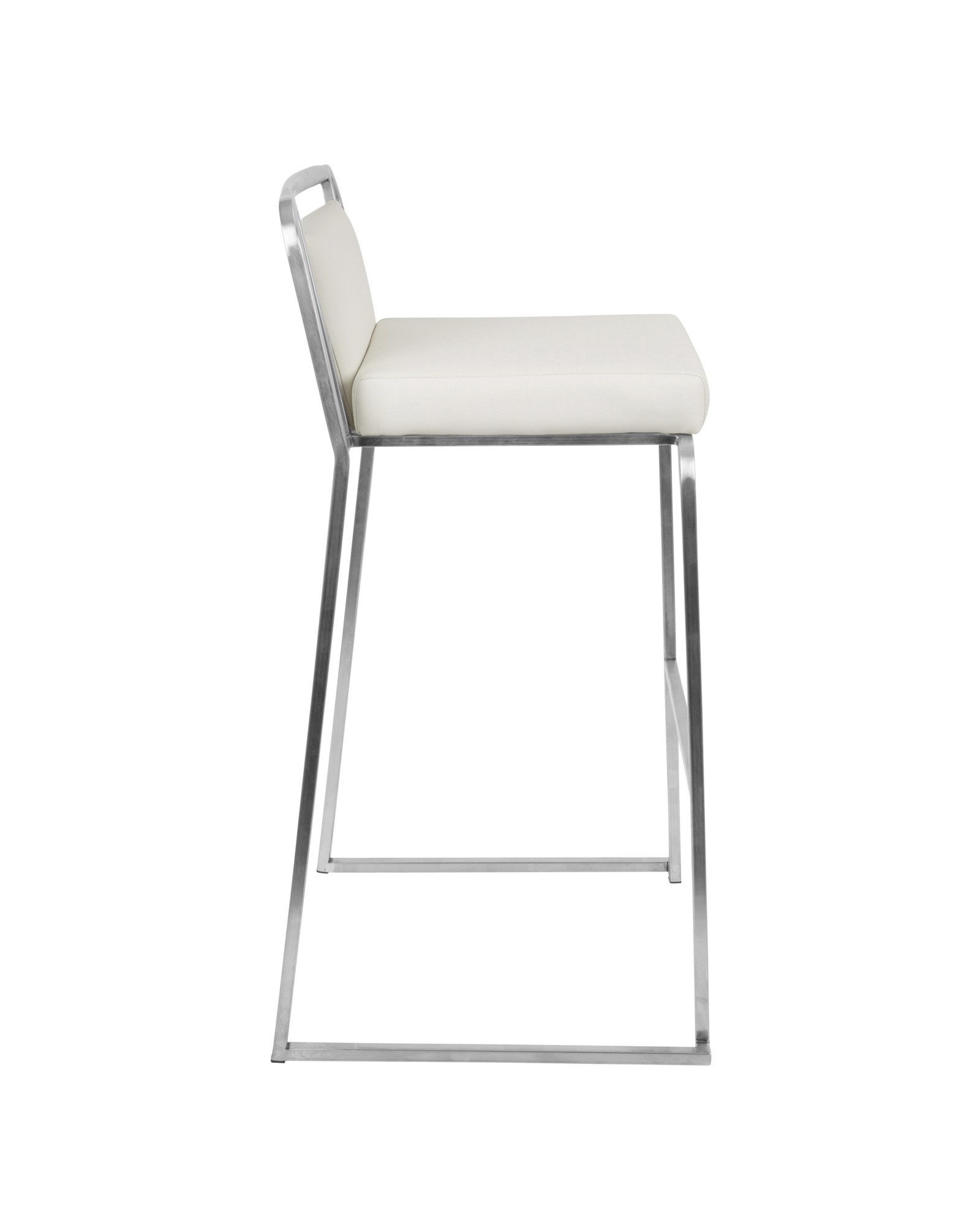 Cascade Contemporary Stackable Barstool in White Faux Leather - Set of 2