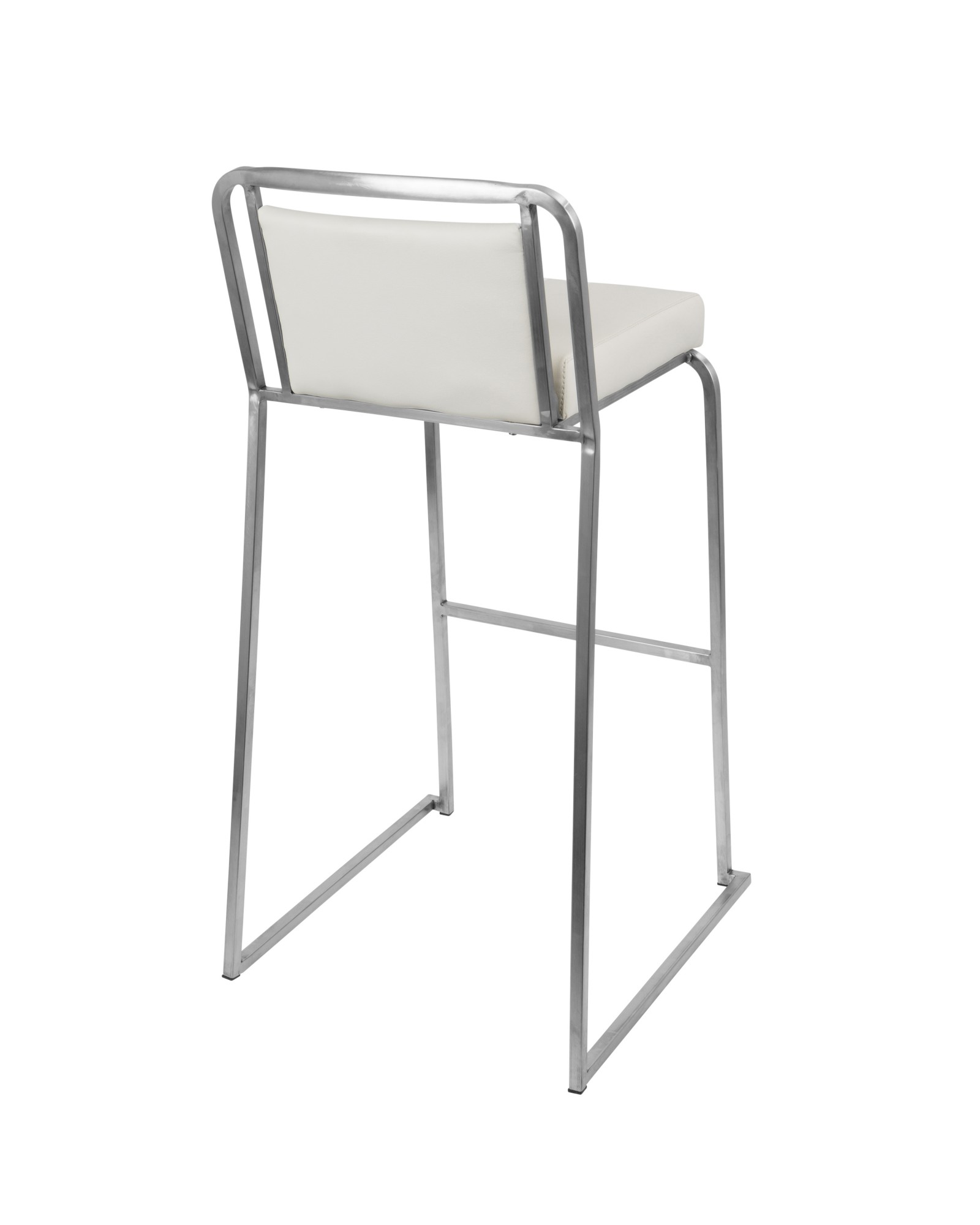 Cascade Contemporary Stackable Barstool in White Faux Leather - Set of 2