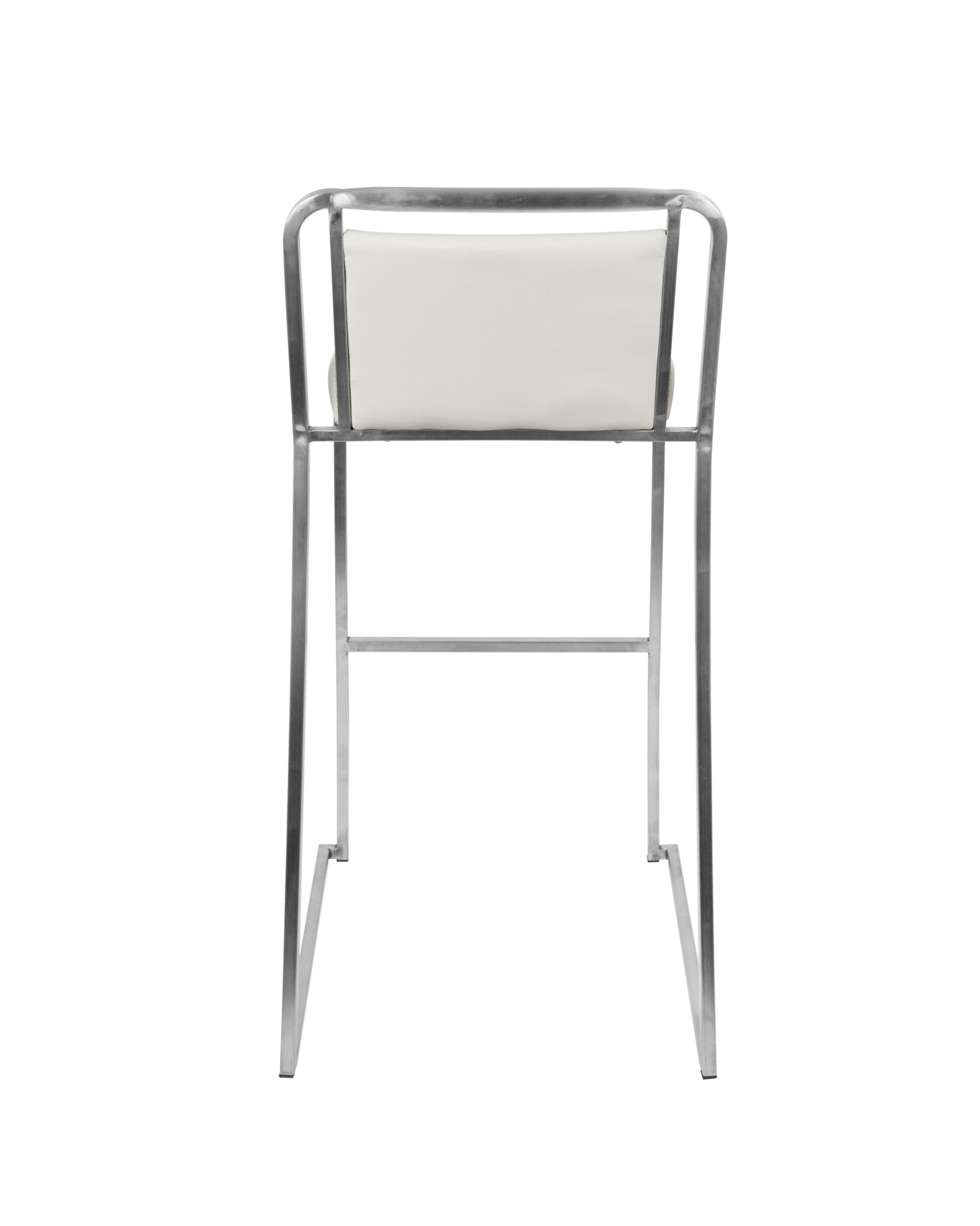 Cascade Contemporary Stackable Barstool in White Faux Leather - Set of 2