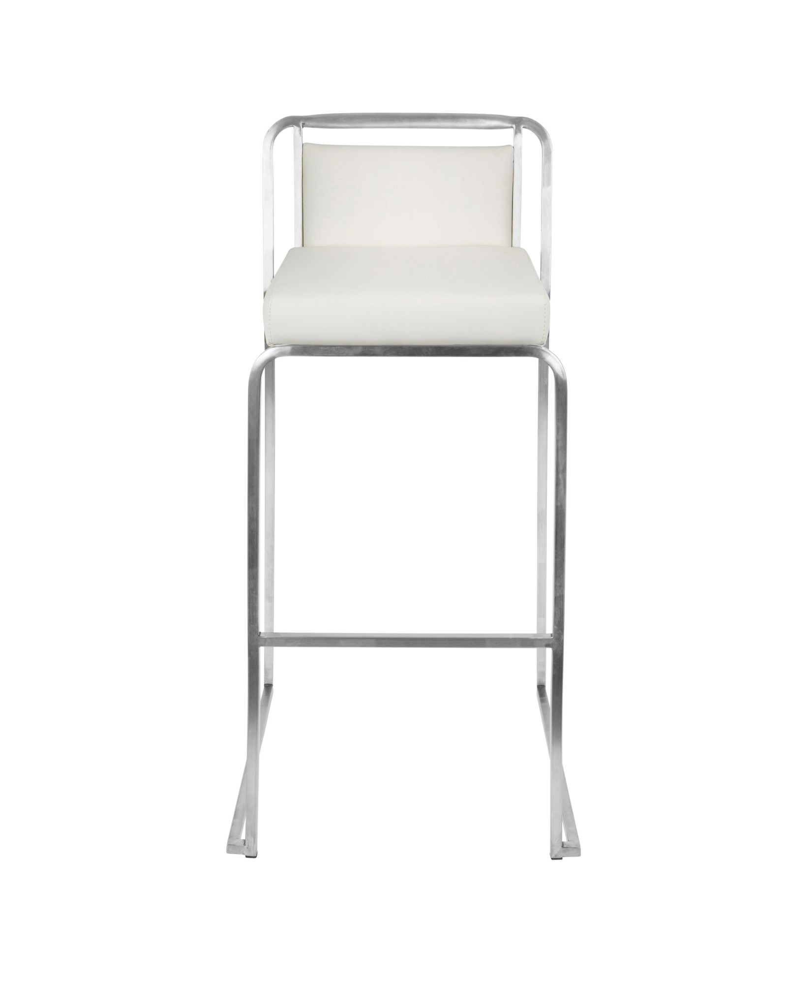 Cascade Contemporary Stackable Barstool in White Faux Leather - Set of 2