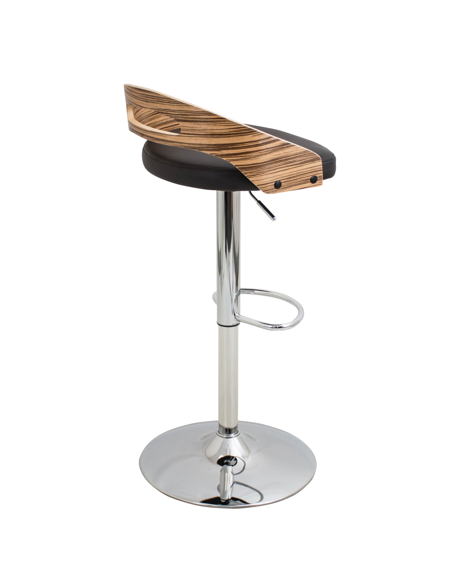 Cassis Mid-Century Modern Adjustable Barstool with Swivel in Zebra and Brown Faux Leather