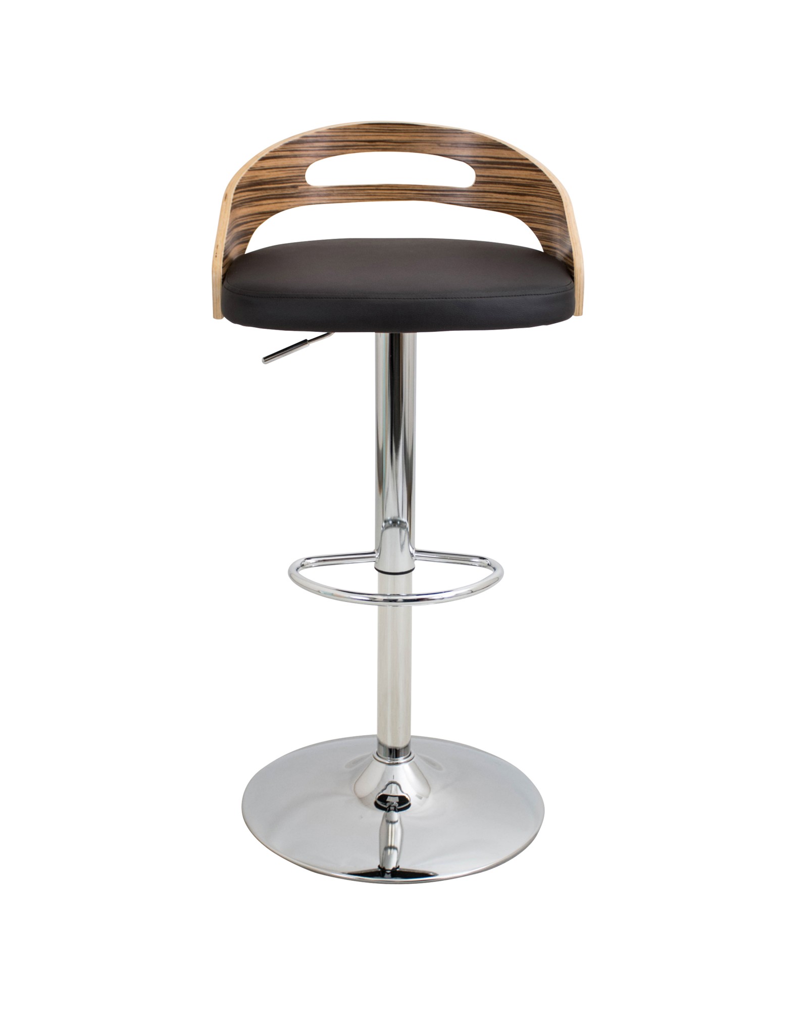 Cassis Mid-Century Modern Adjustable Barstool with Swivel in Zebra and Brown Faux Leather