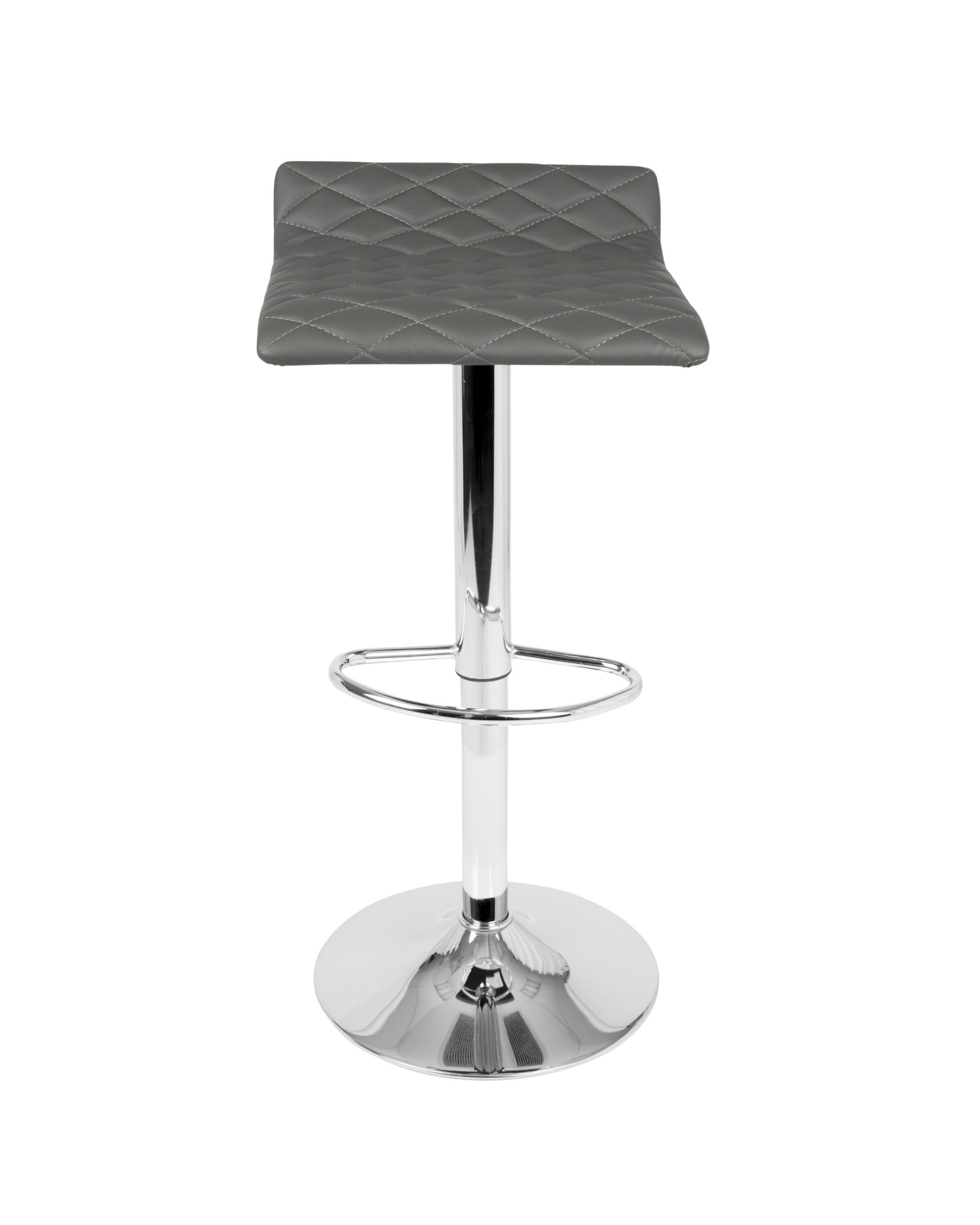 Cavale Contemporary Adjustable Barstool in Grey Faux Leather