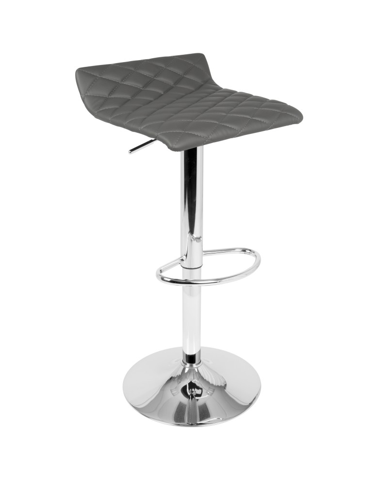 Cavale Contemporary Adjustable Barstool in Grey Faux Leather