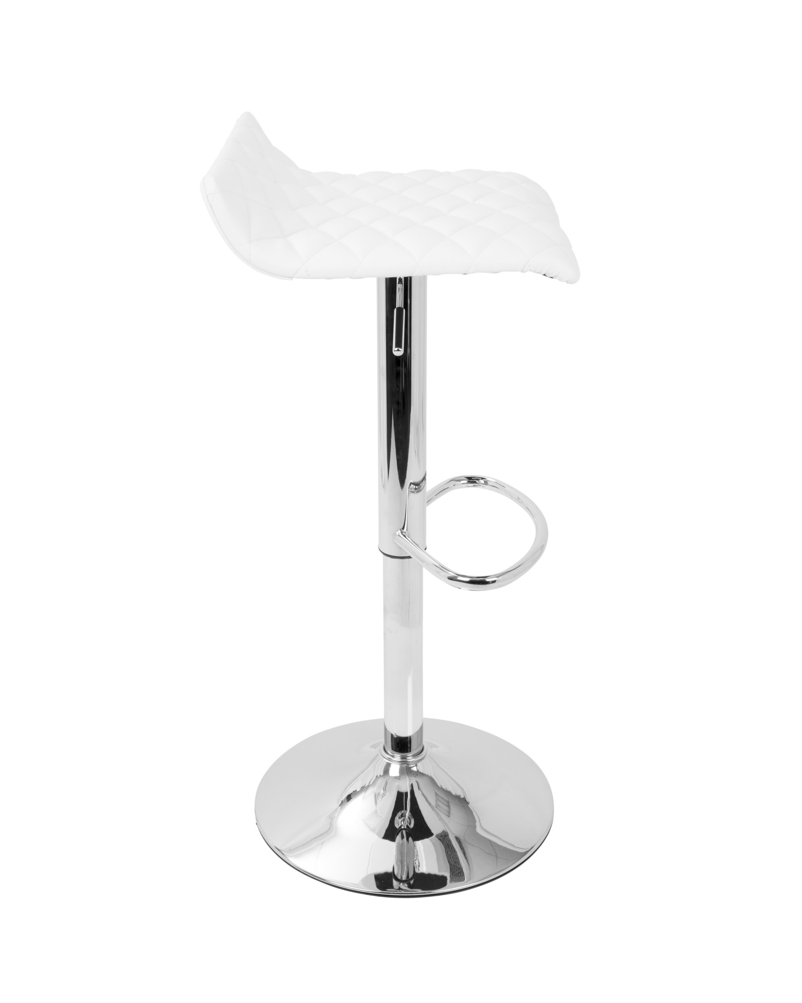 Cavale Contemporary Adjustable Barstool in White Faux Leather