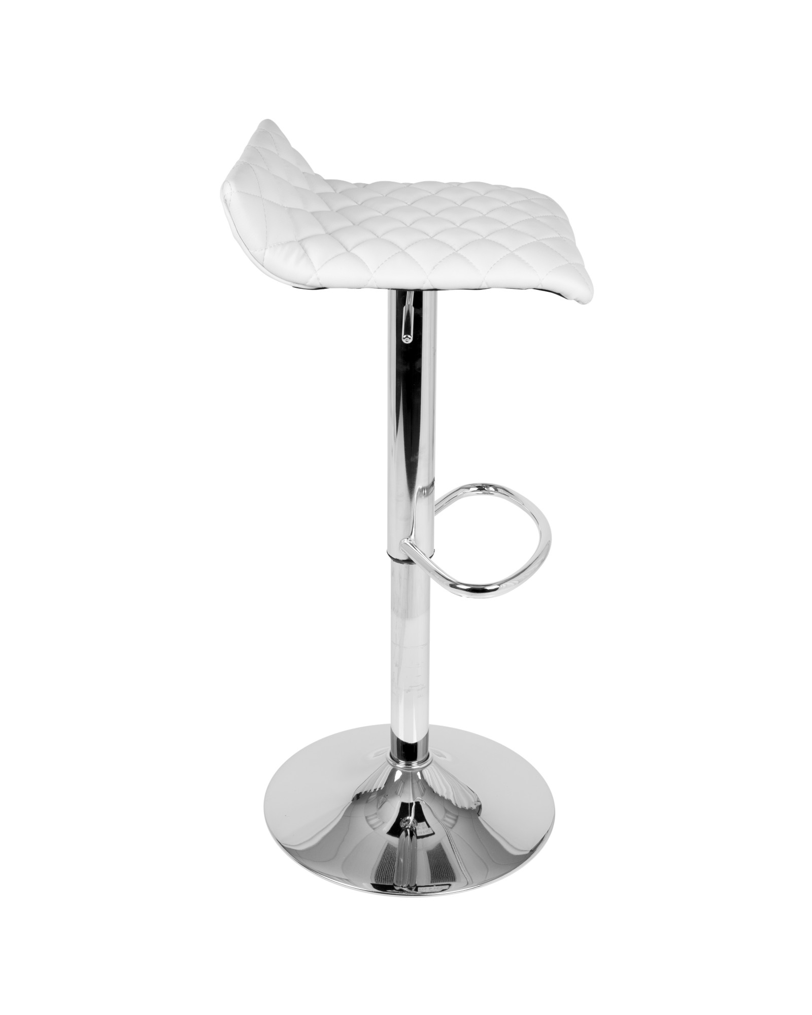 Cavale Contemporary Adjustable Barstool in White Faux Leather