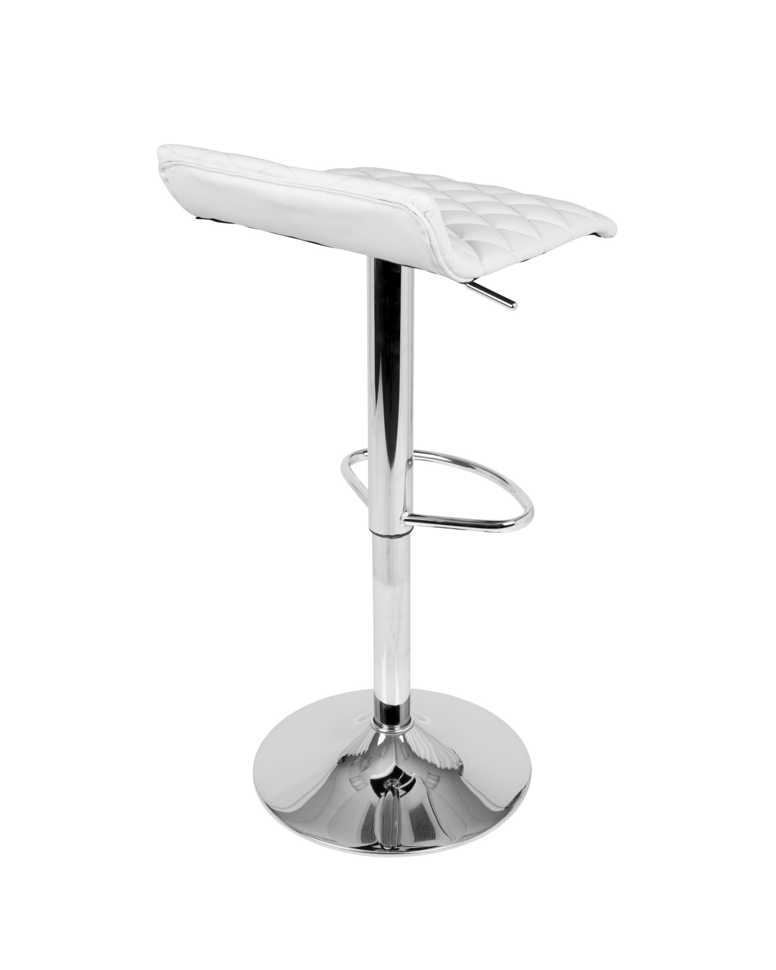 Cavale Contemporary Adjustable Barstool in White Faux Leather