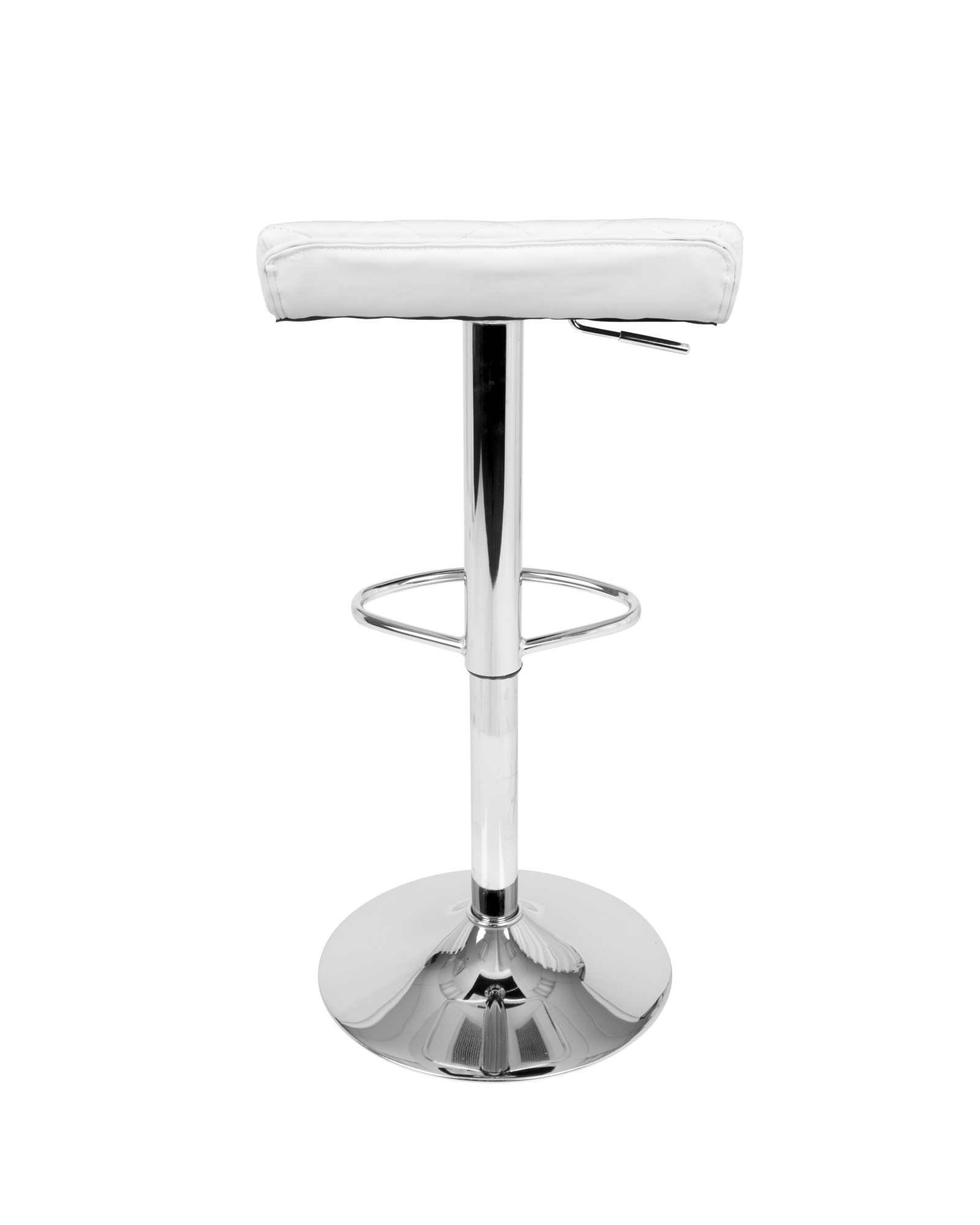 Cavale Contemporary Adjustable Barstool in White Faux Leather