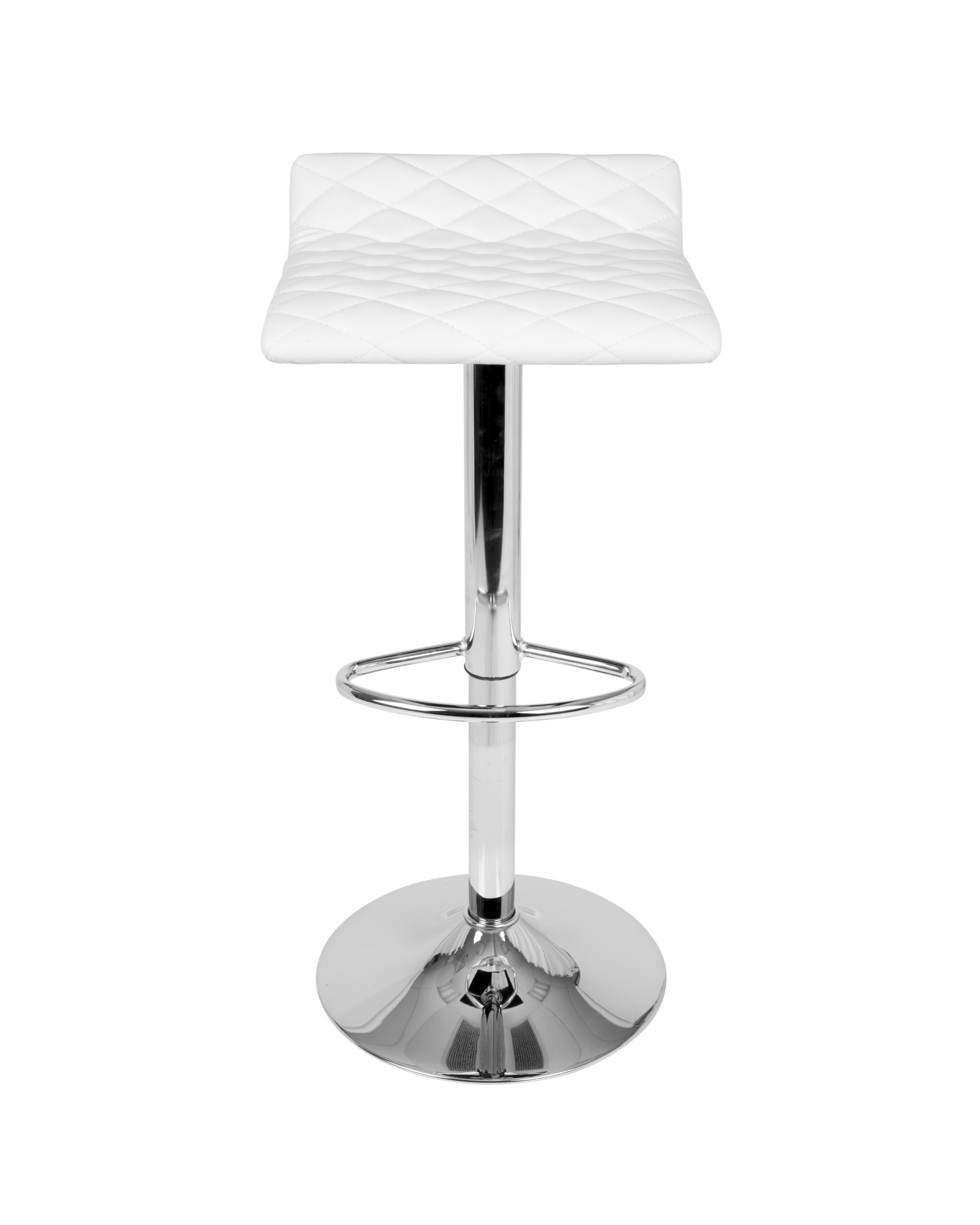 Cavale Contemporary Adjustable Barstool in White Faux Leather