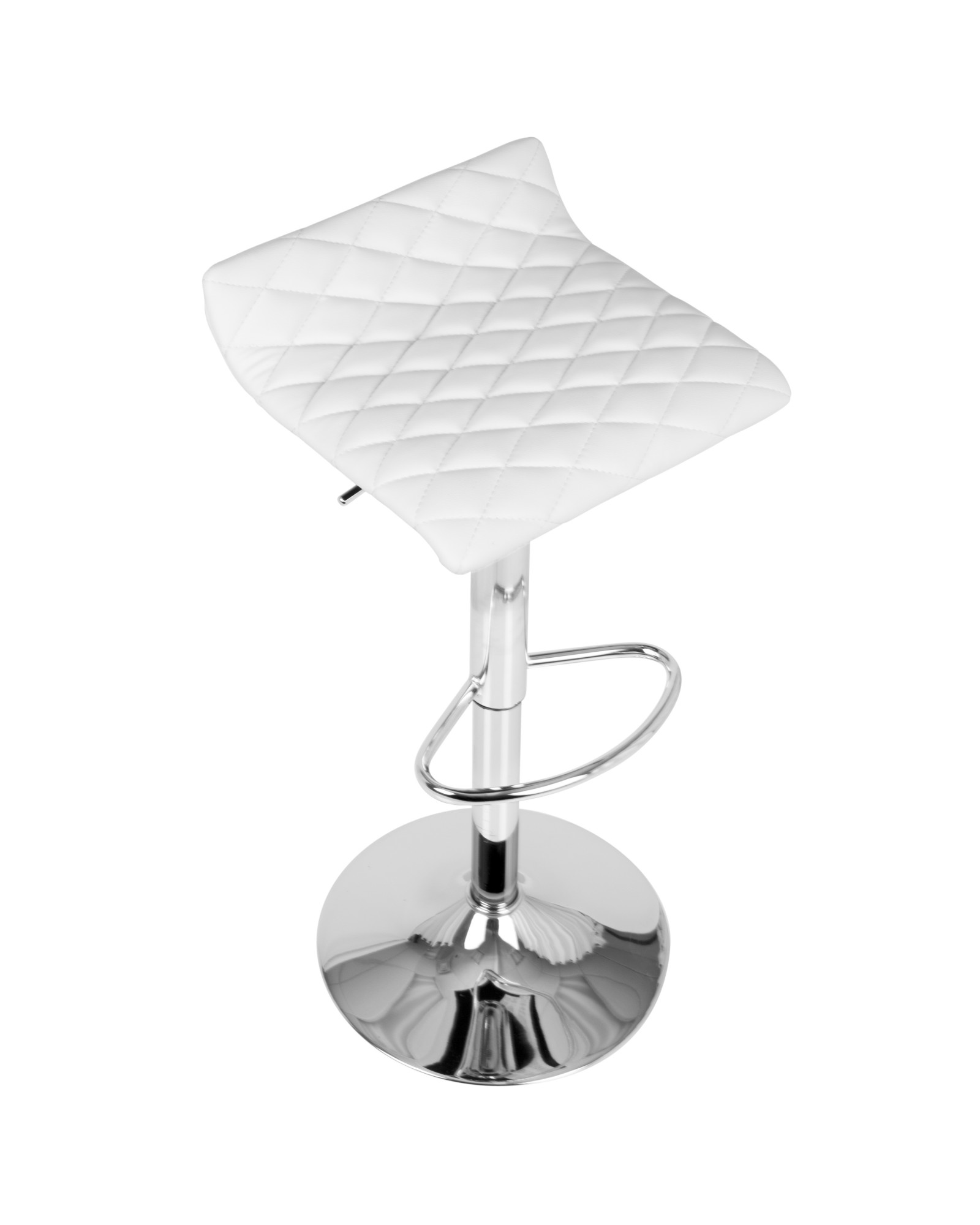 Cavale Contemporary Adjustable Barstool in White Faux Leather