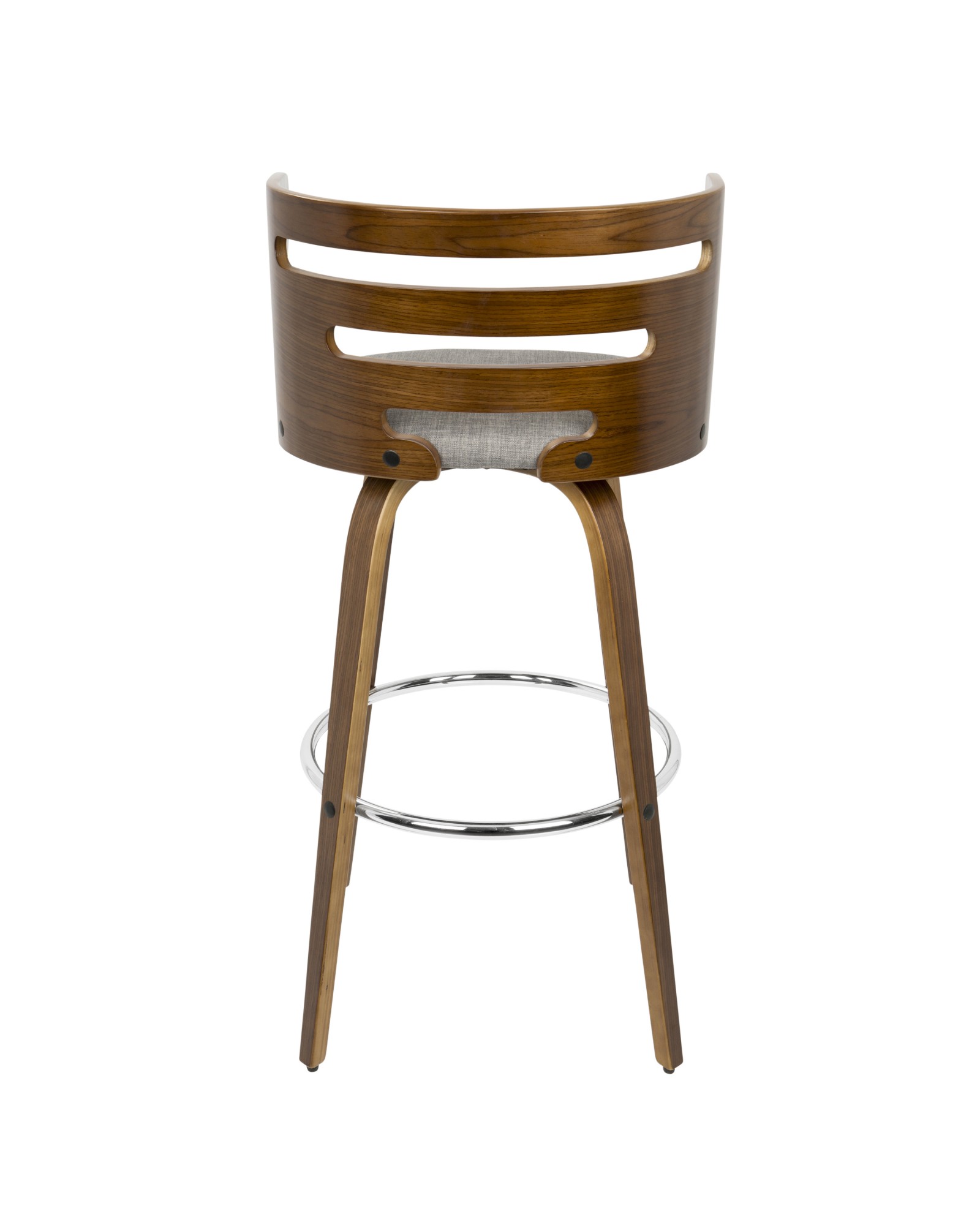 Cosini Mid-Century Modern Barstool with Swivel in Walnut and Grey