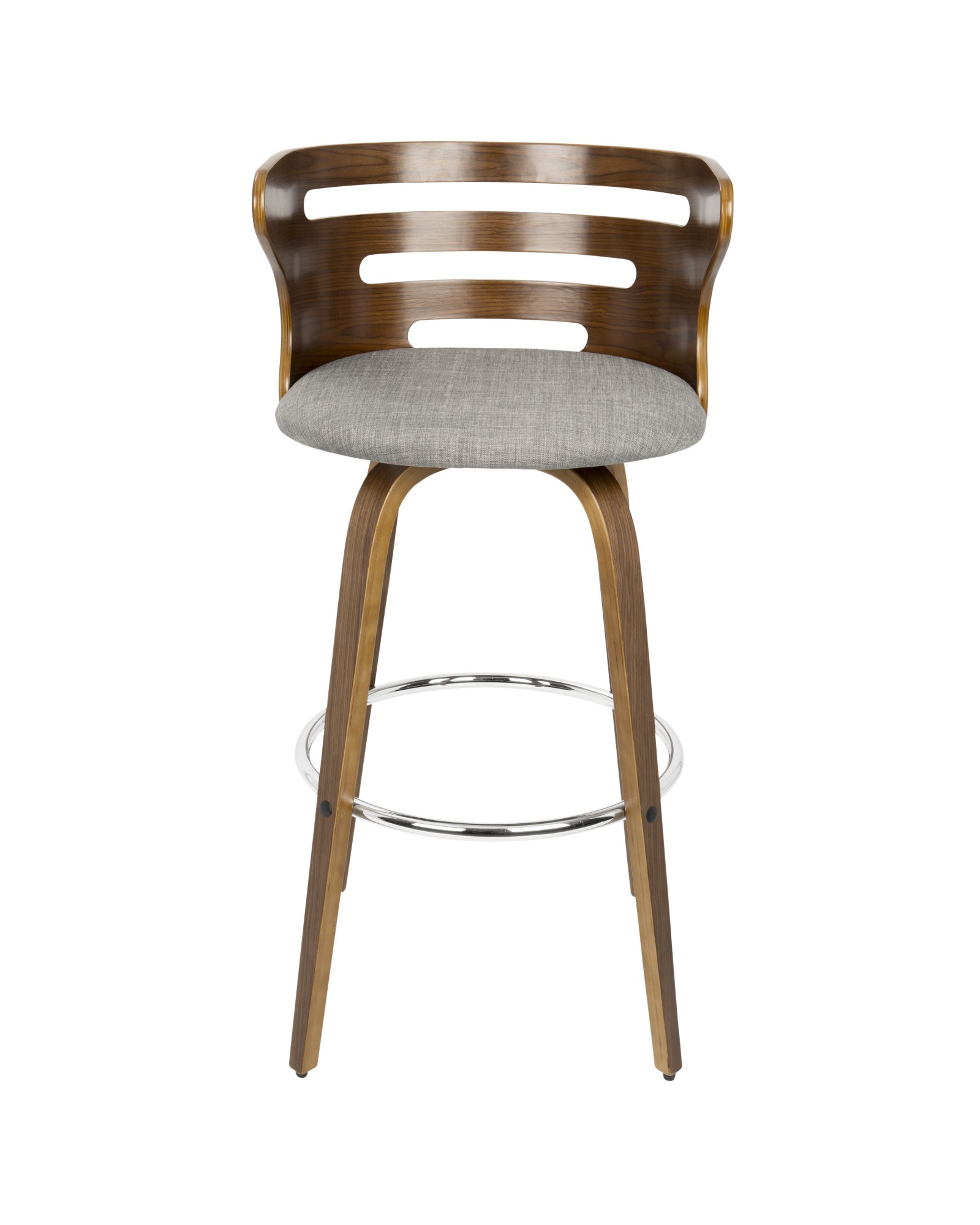 Cosini Mid-Century Modern Barstool with Swivel in Walnut and Grey