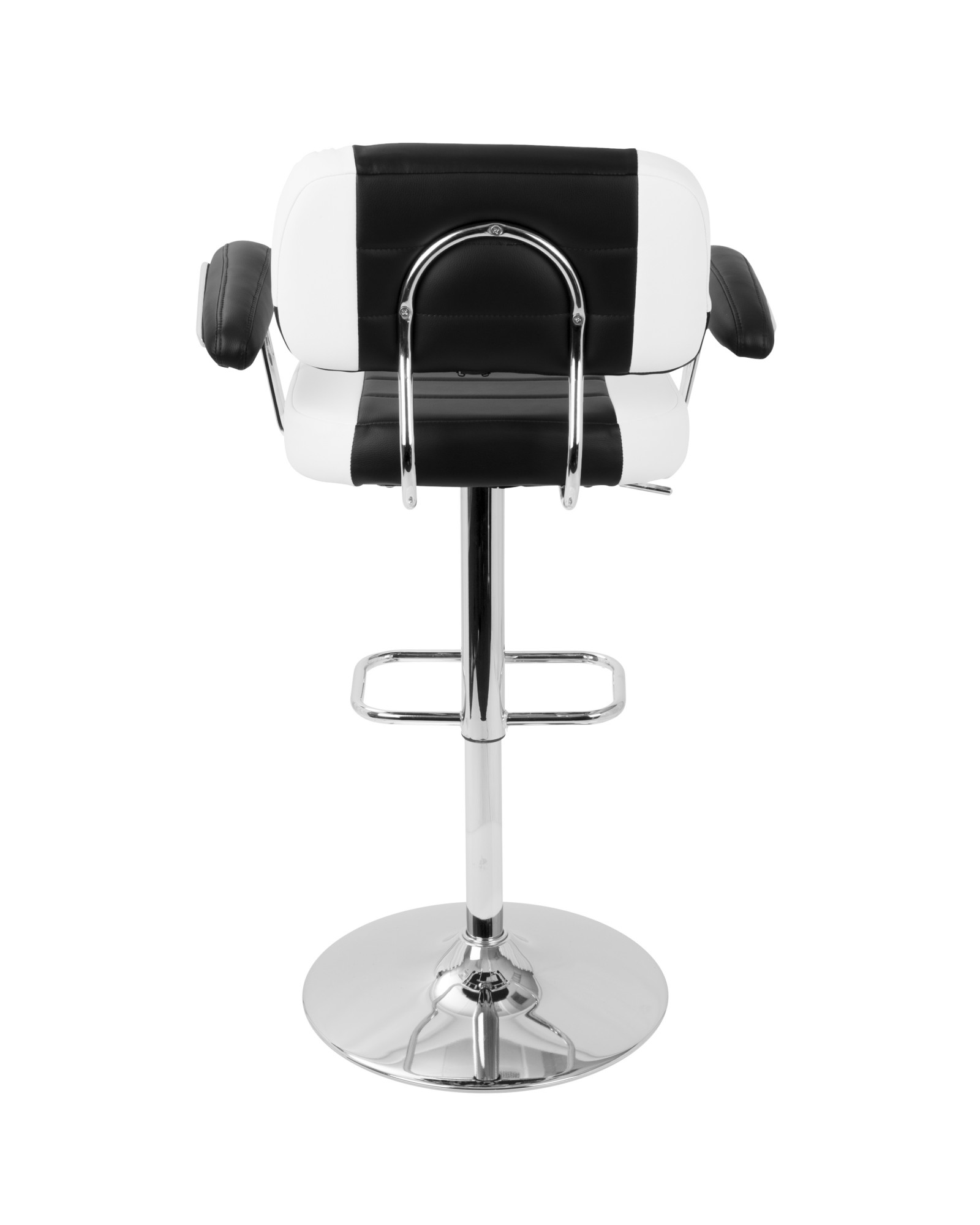 Cruiser Contemporary Adjustable Barstool in Black and White Faux Leather