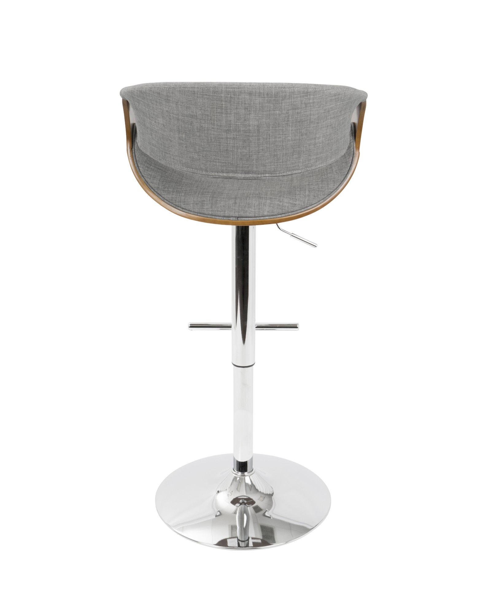 Curvo Mid-Century Modern Adjustable Barstool with Swivel in Walnut and Light Grey