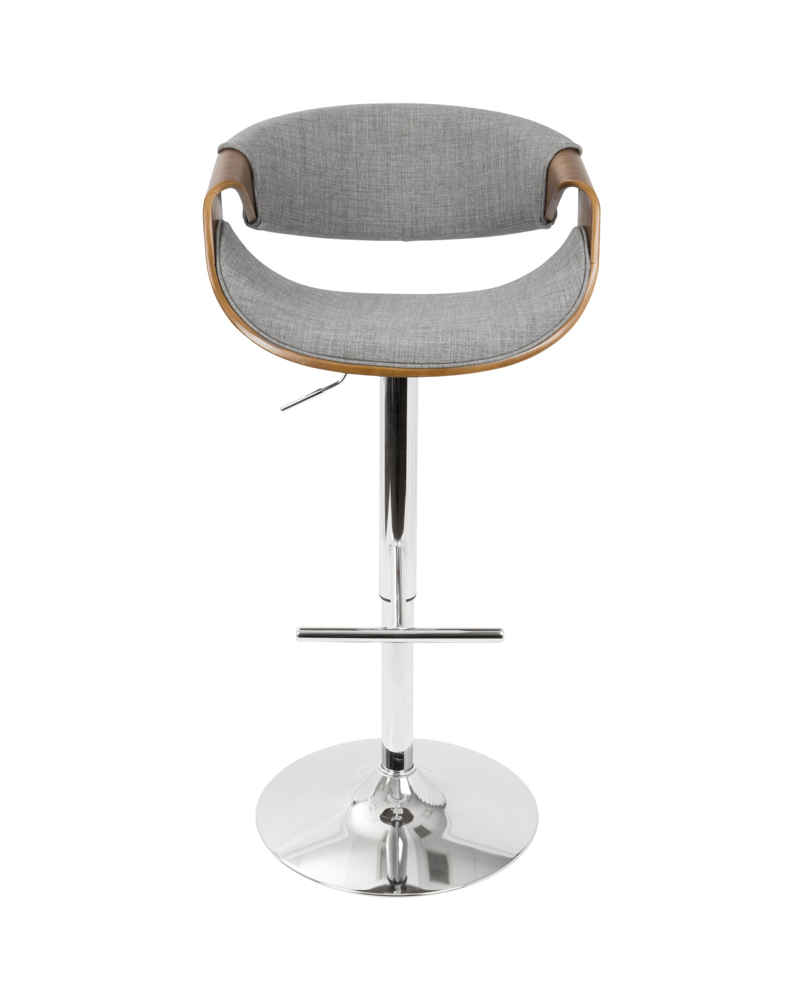 Curvo Mid-Century Modern Adjustable Barstool with Swivel in Walnut and Light Grey