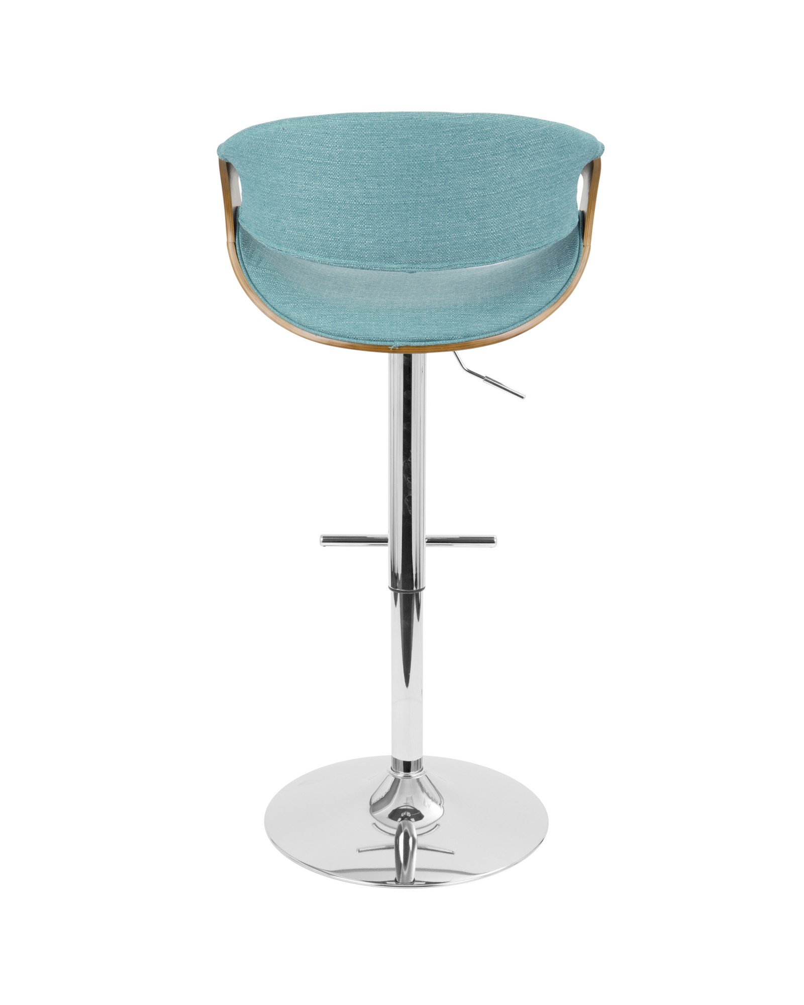 Curvo Mid-Century Modern Adjustable Barstool with Swivel in Walnut and Teal