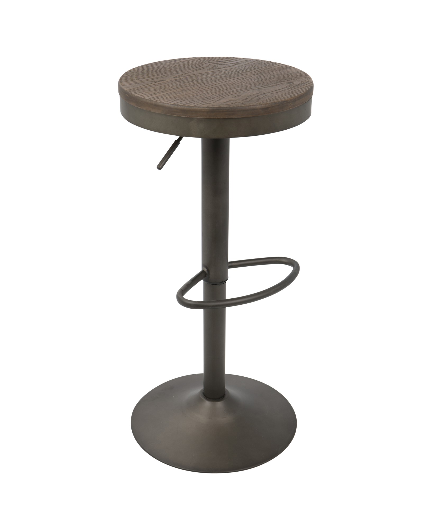 Dakota Industrial Adjustable Barstool in Antique and Brown - Set of 2