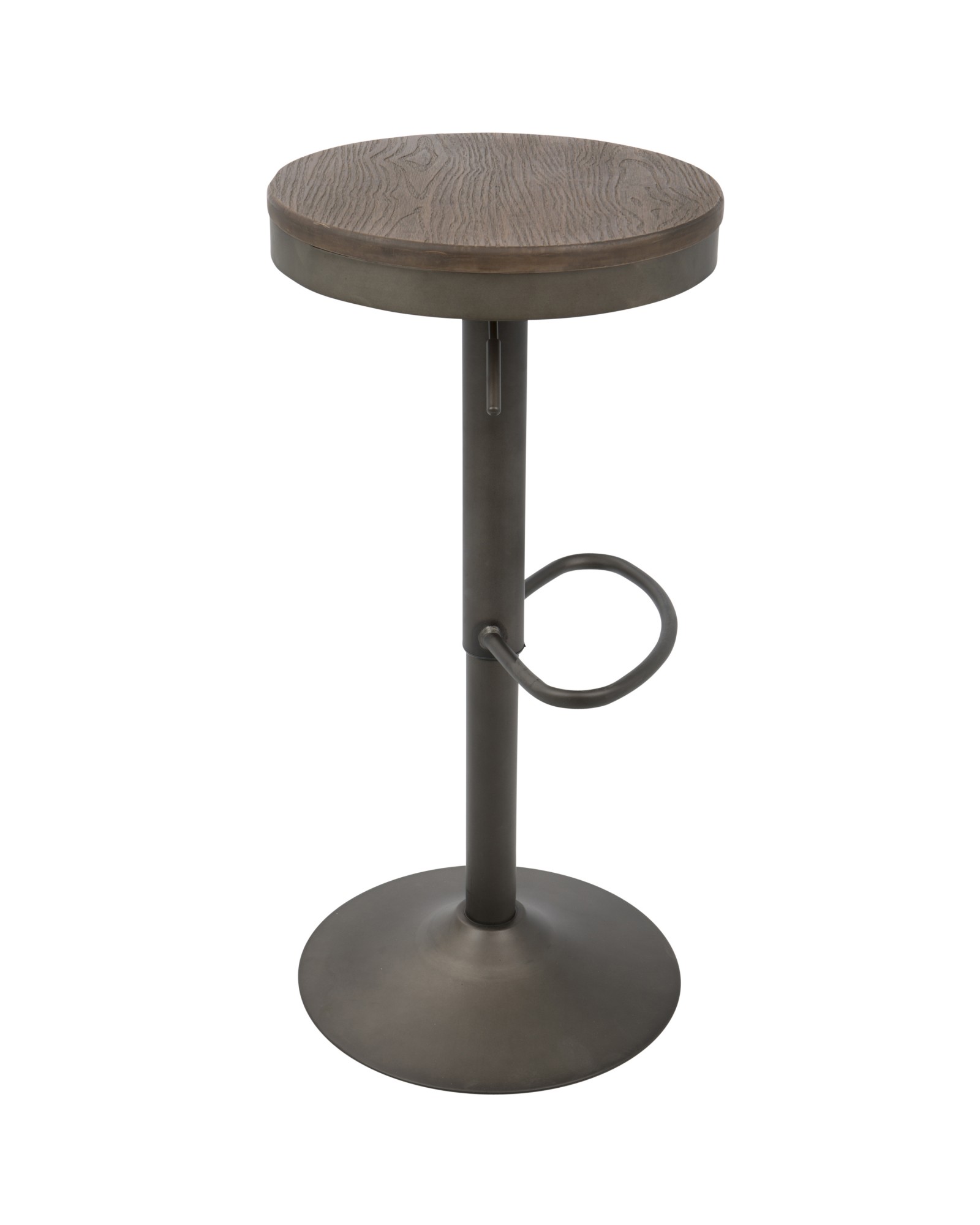 Dakota Industrial Adjustable Barstool in Antique and Brown - Set of 2