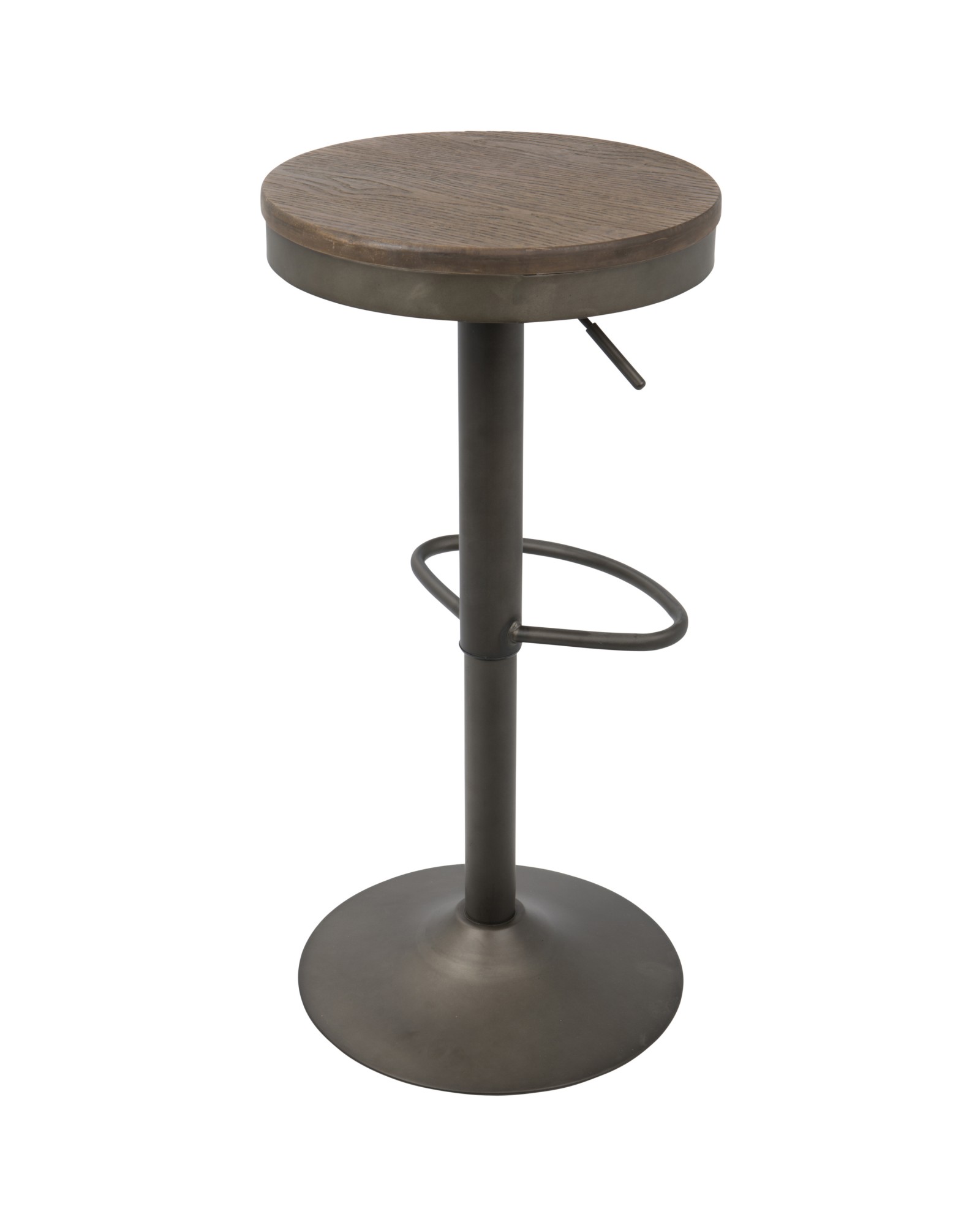 Dakota Industrial Adjustable Barstool in Antique and Brown - Set of 2