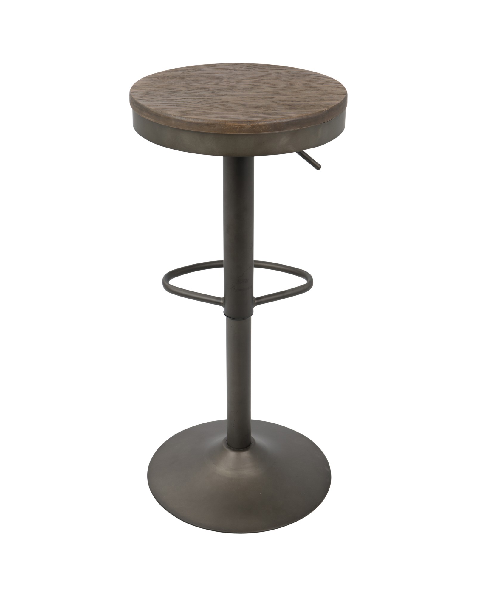 Dakota Industrial Adjustable Barstool in Antique and Brown - Set of 2