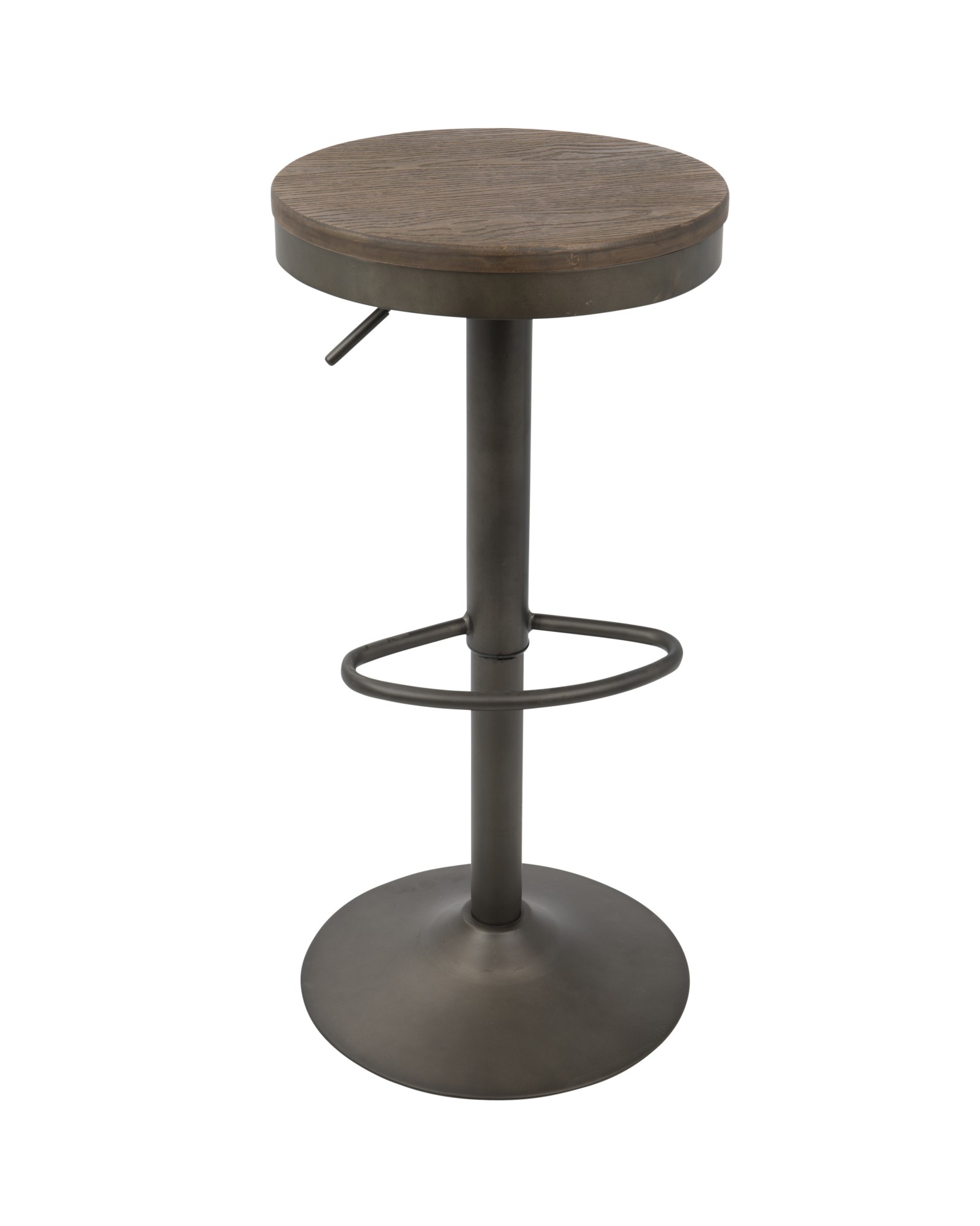 Dakota Industrial Adjustable Barstool in Antique and Brown - Set of 2