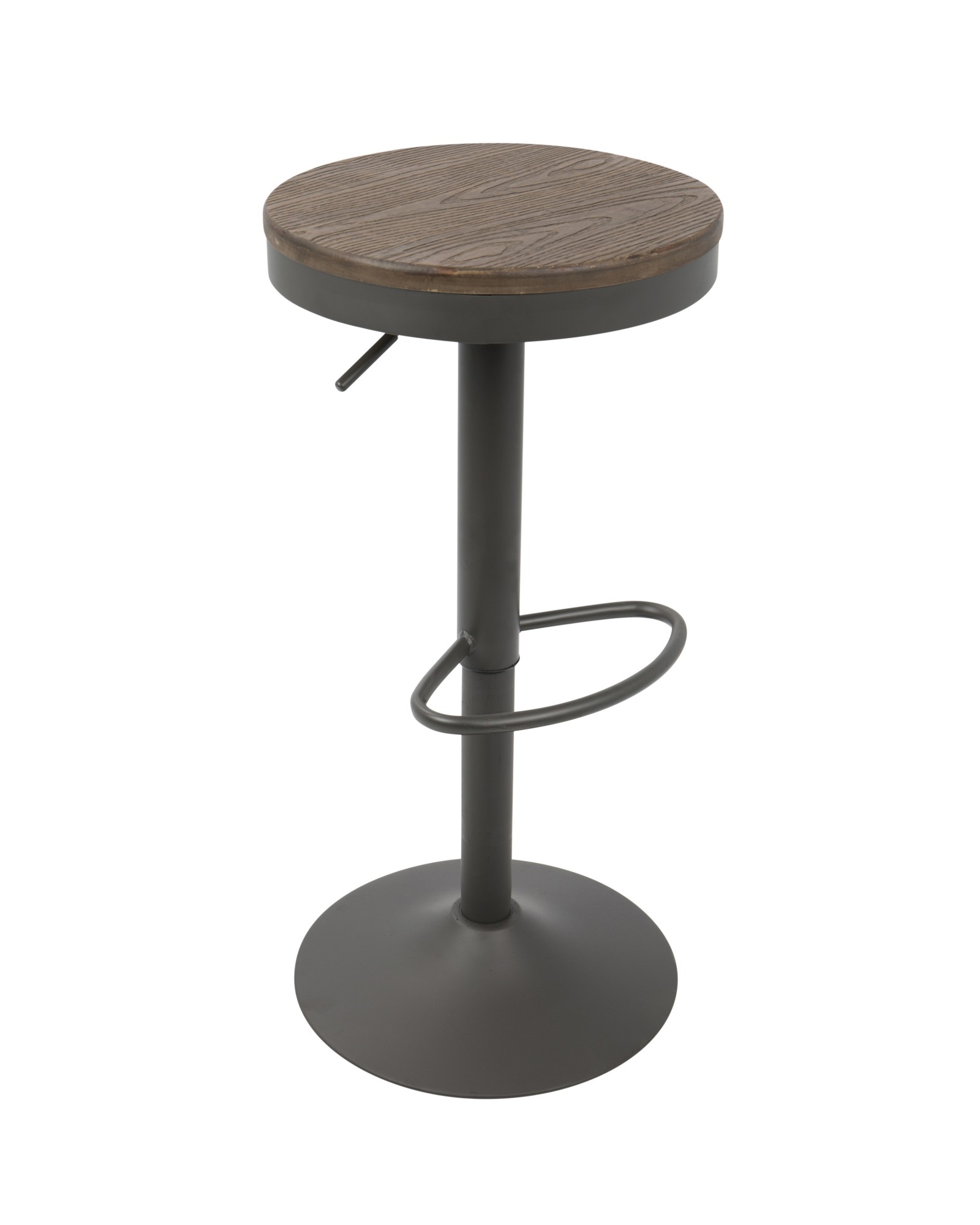 Dakota Industrial Adjustable Barstool in Brown and Grey - Set of 2