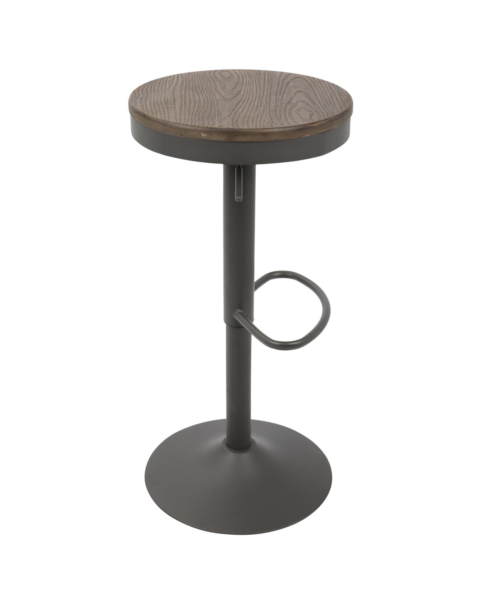 Dakota Industrial Adjustable Barstool in Brown and Grey - Set of 2