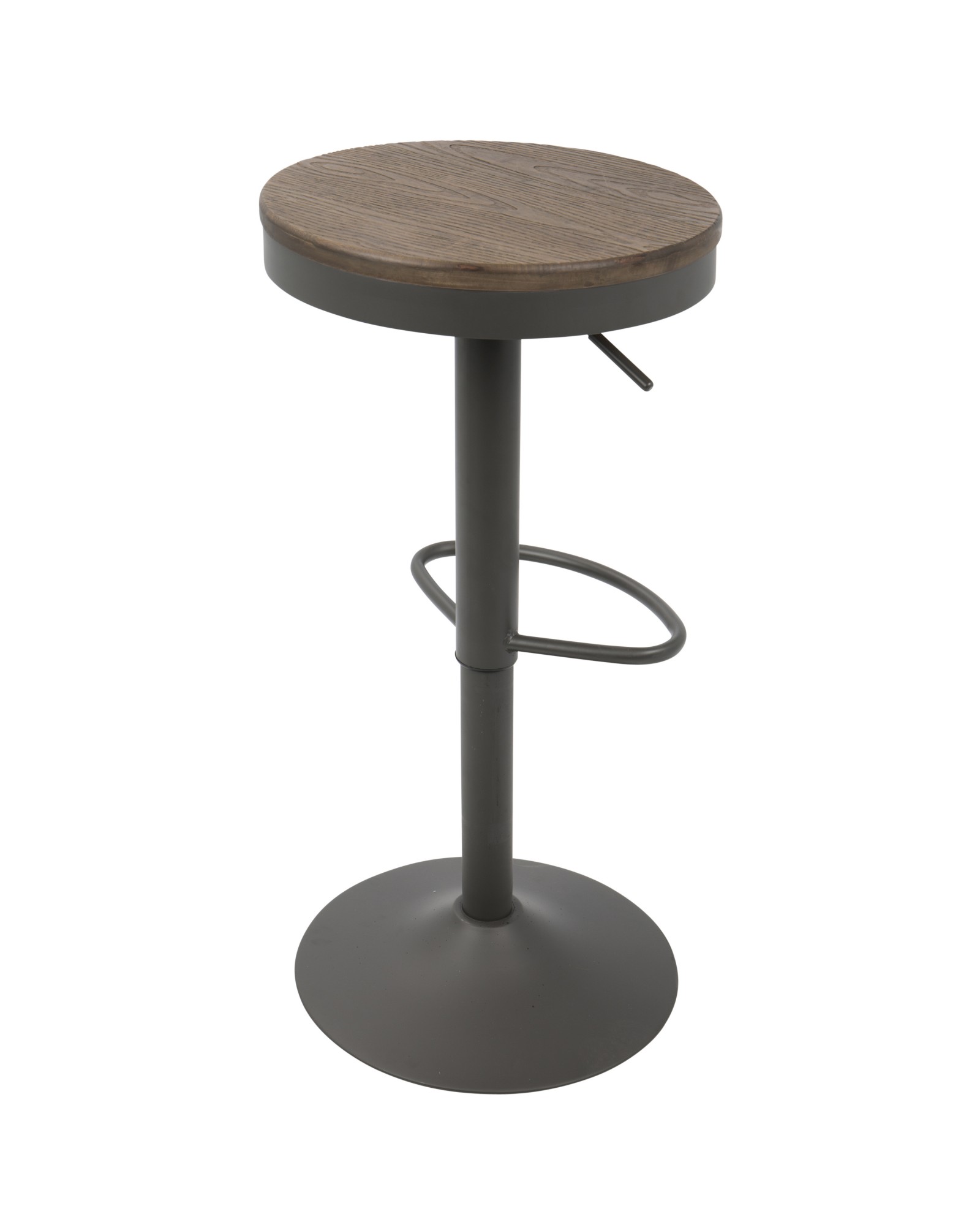 Dakota Industrial Adjustable Barstool in Brown and Grey - Set of 2