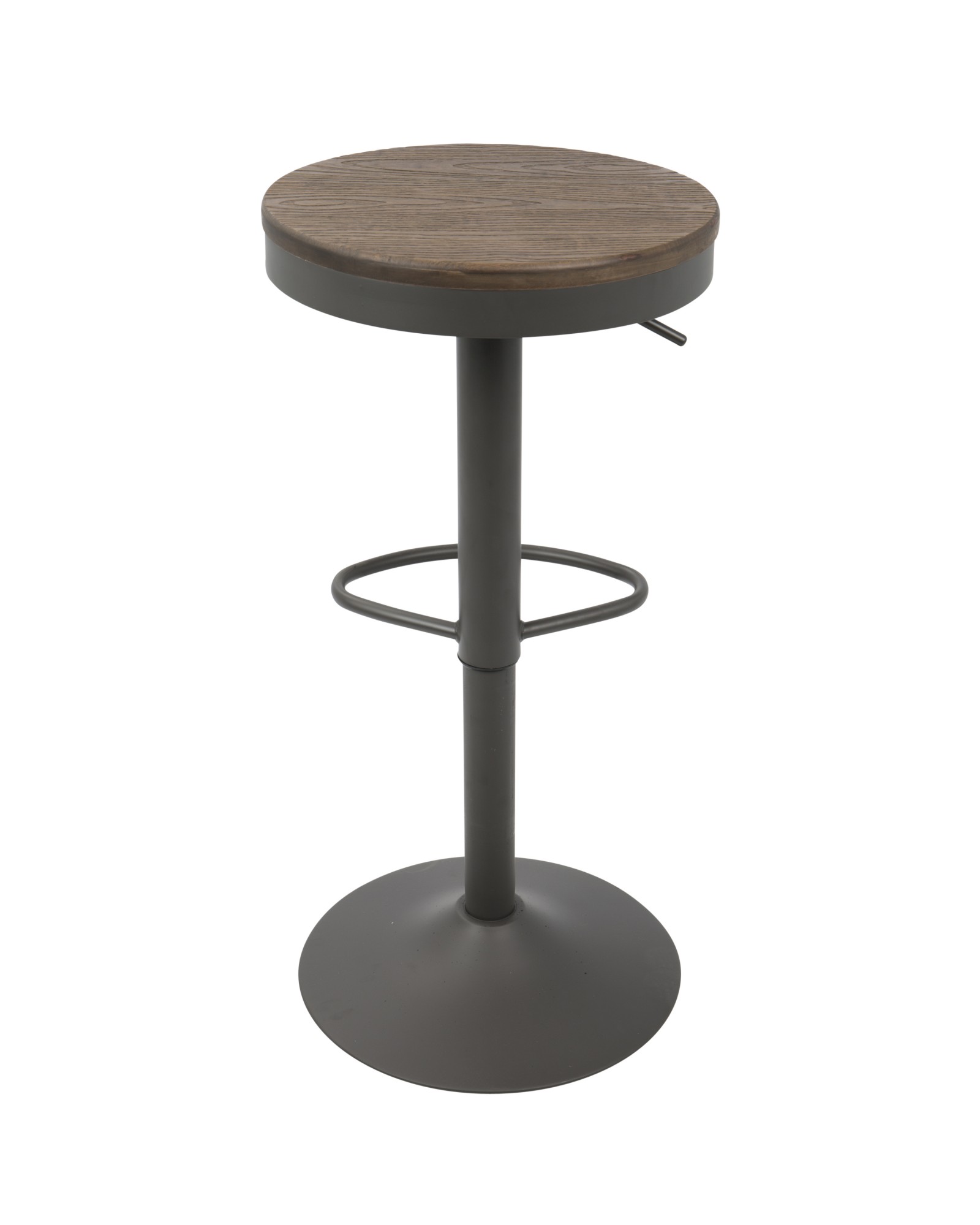 Dakota Industrial Adjustable Barstool in Brown and Grey - Set of 2