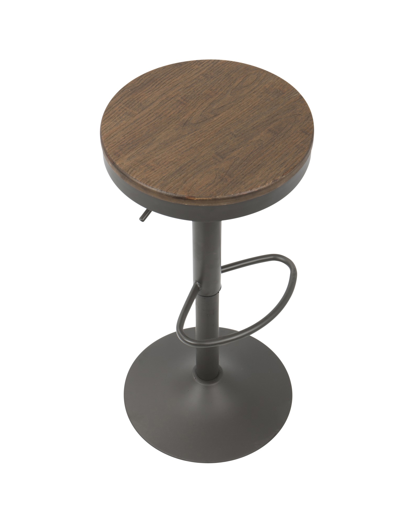 Dakota Industrial Adjustable Barstool in Brown and Grey - Set of 2