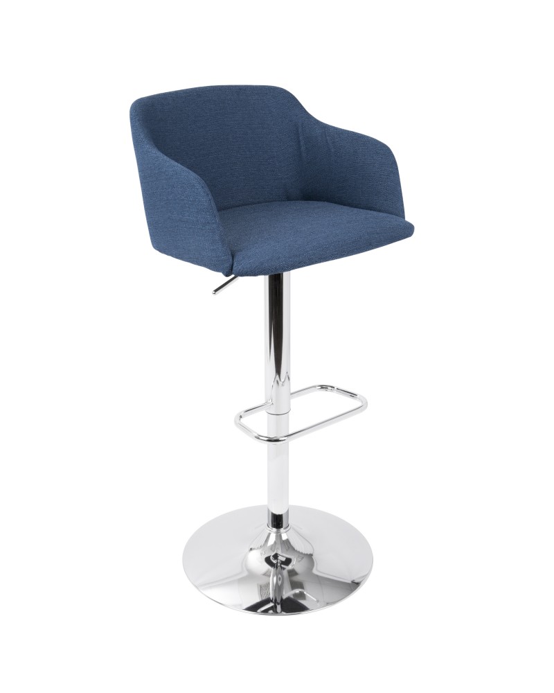 Daniella Contemporary Adjustable Barstool with Swivel in Blue