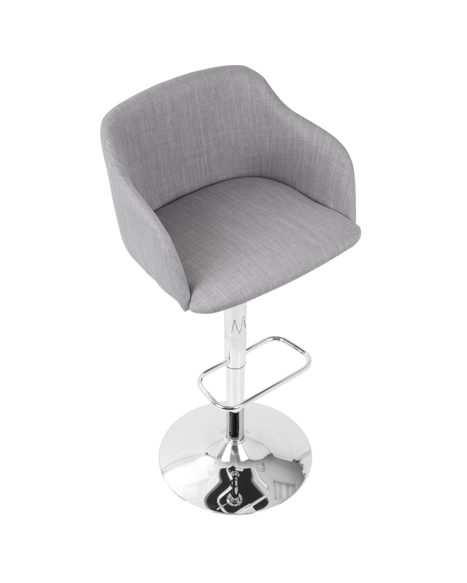 Daniella Contemporary Adjustable Barstool with Swivel in Light Grey