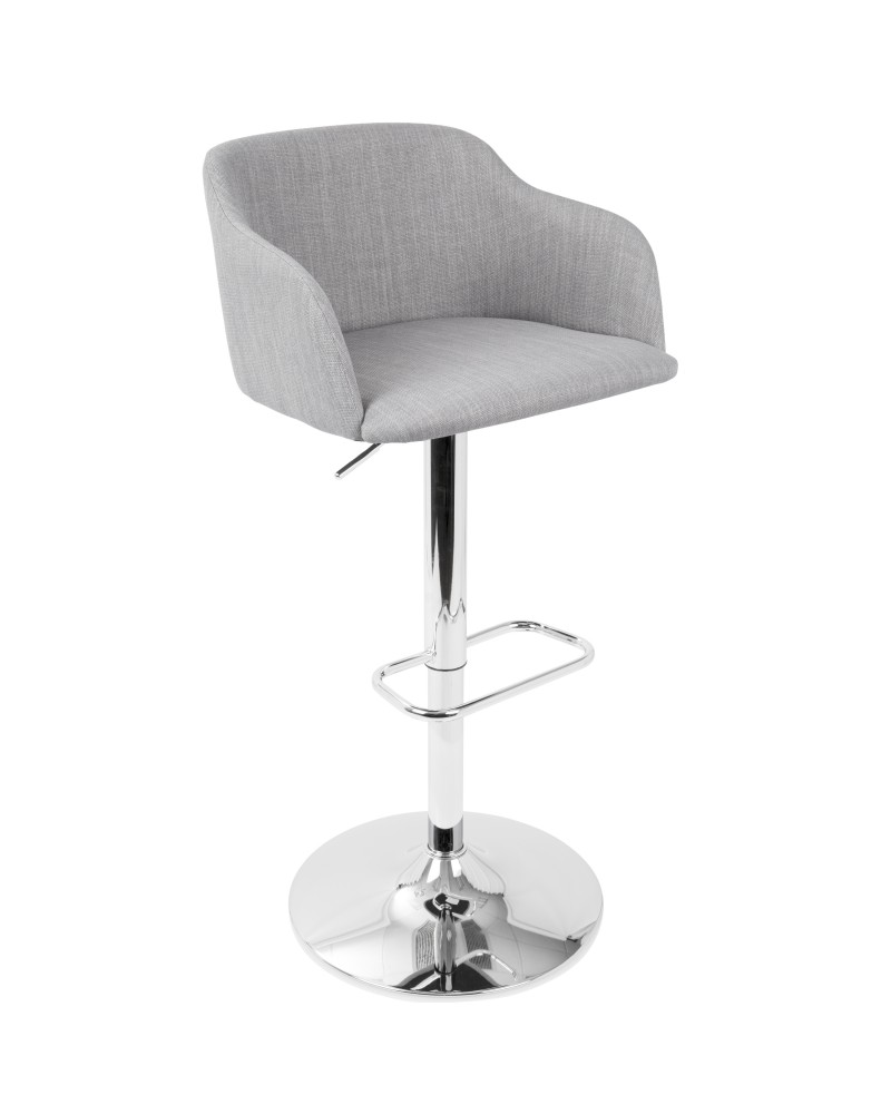 Daniella Contemporary Adjustable Barstool with Swivel in Light Grey