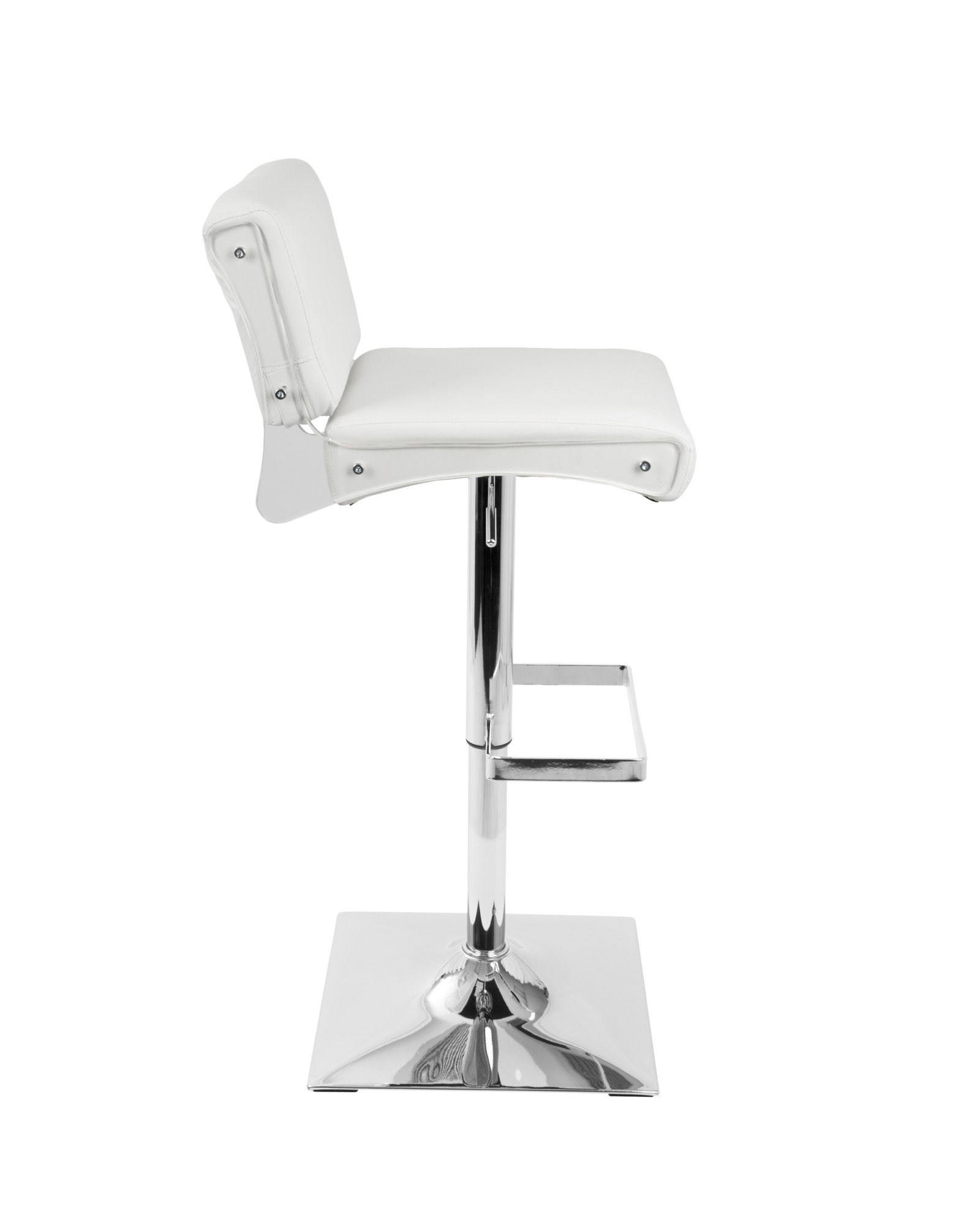 Éclair Contemporary Adjustable Barstool in White Faux Leather