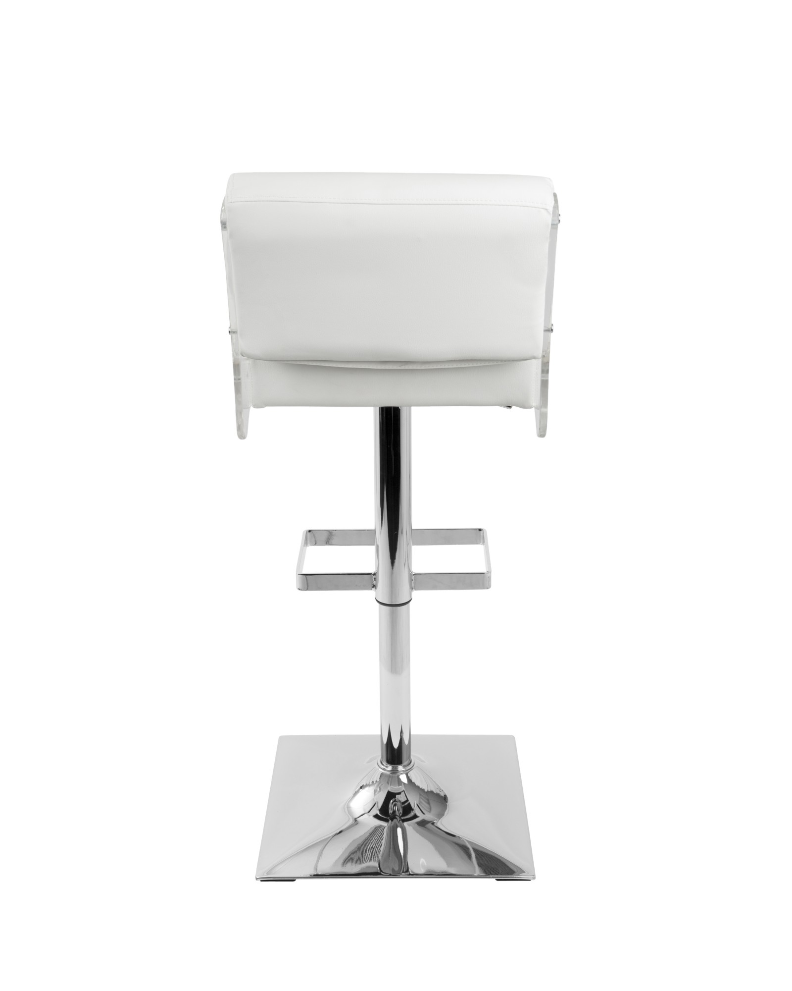 Éclair Contemporary Adjustable Barstool in White Faux Leather