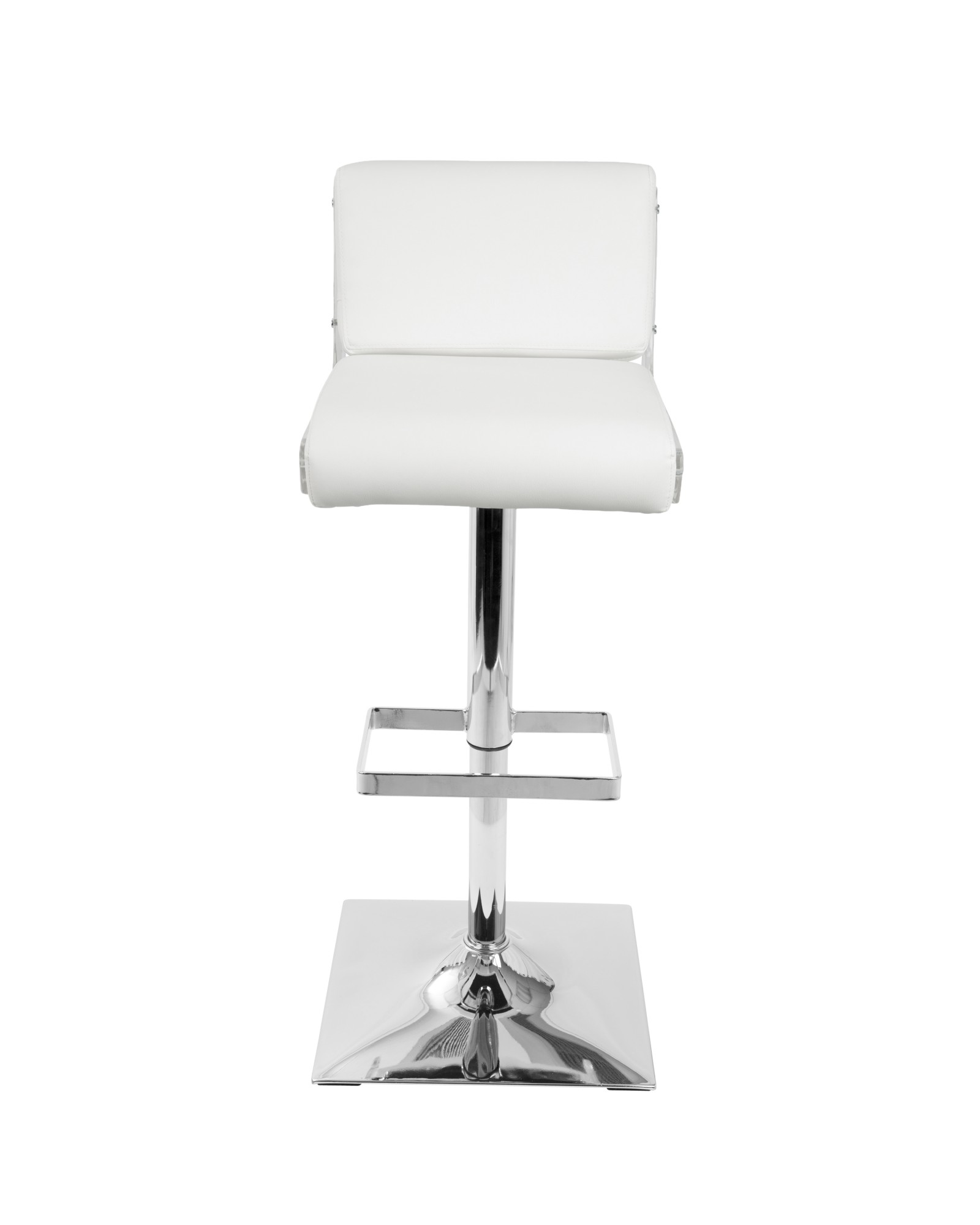 Éclair Contemporary Adjustable Barstool in White Faux Leather