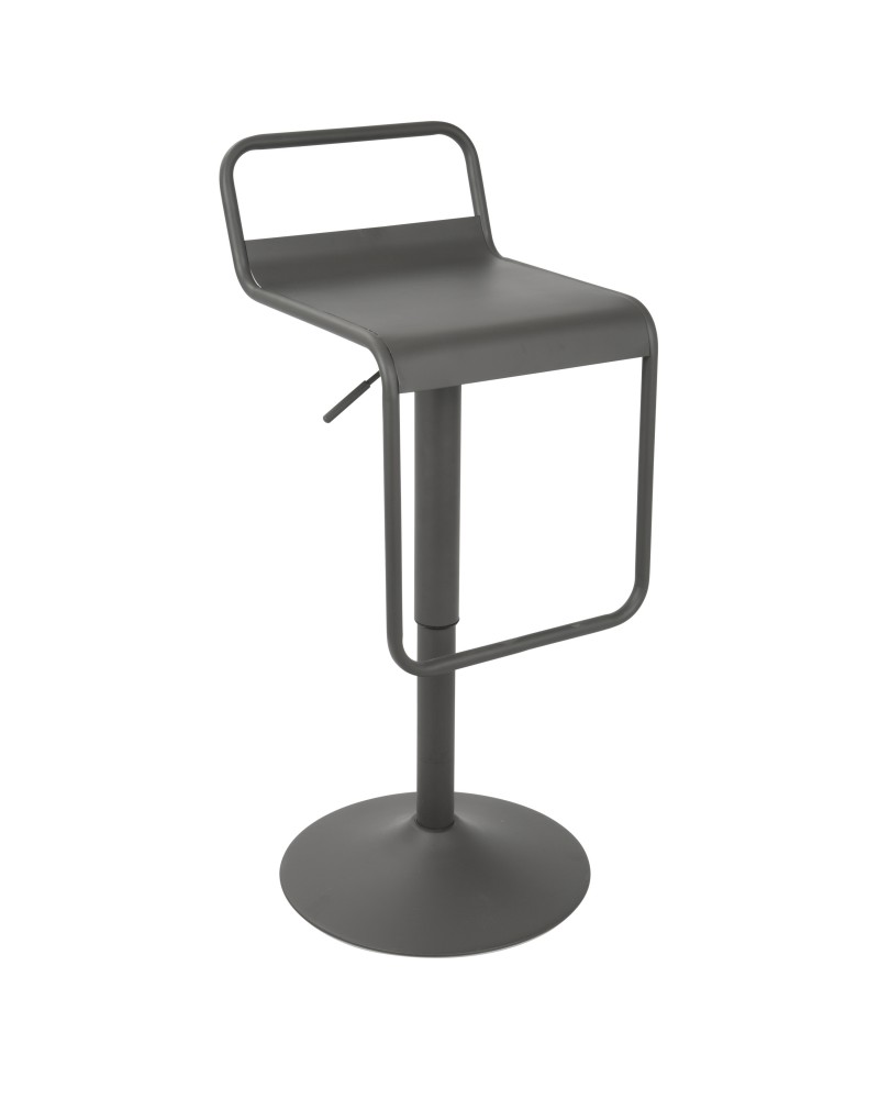 Emery Uptown Industrial Adjustable Barstool with Swivel in Matte Grey