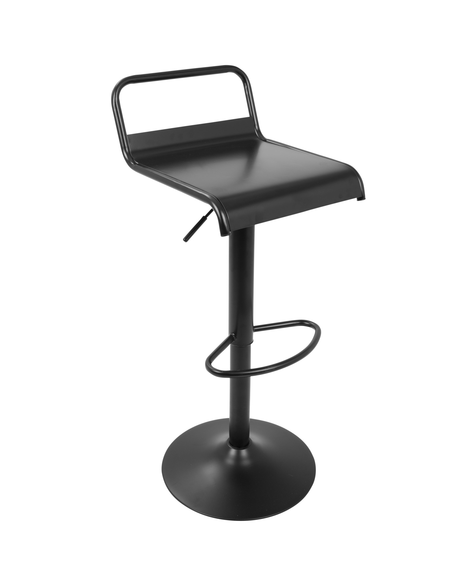 Emery Industrial Adjustable Barstool with Swivel in Black - Set of 2