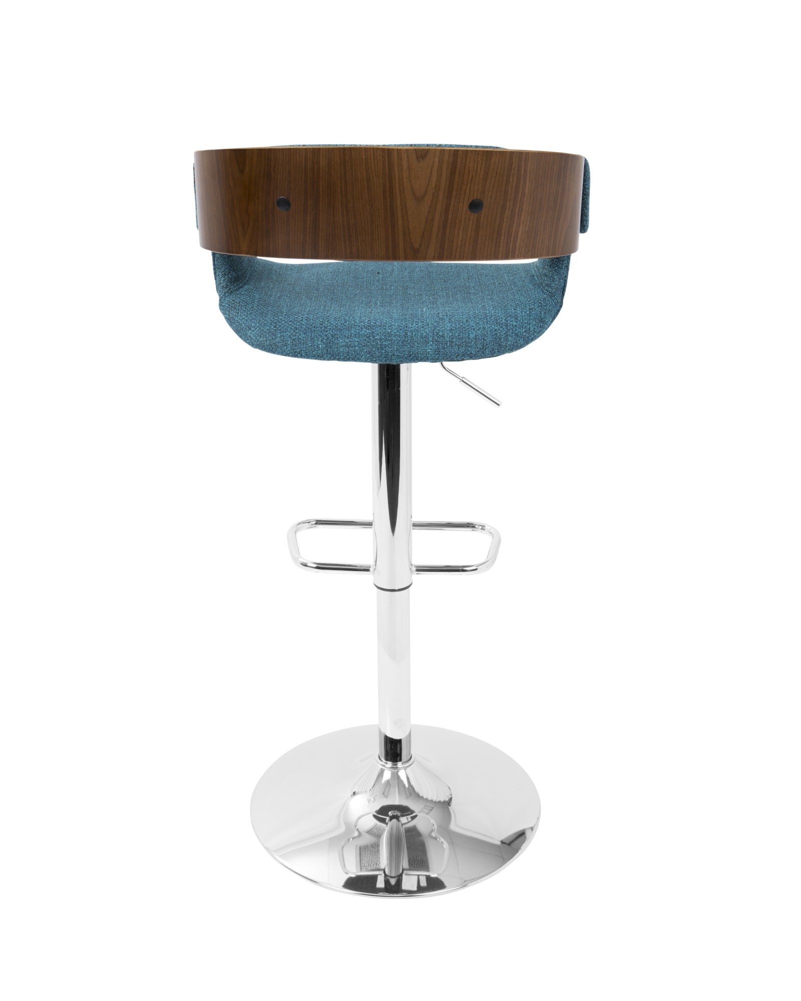 Envi Mid-Century Modern Adjustable Barstool in Walnut and Blue Teal