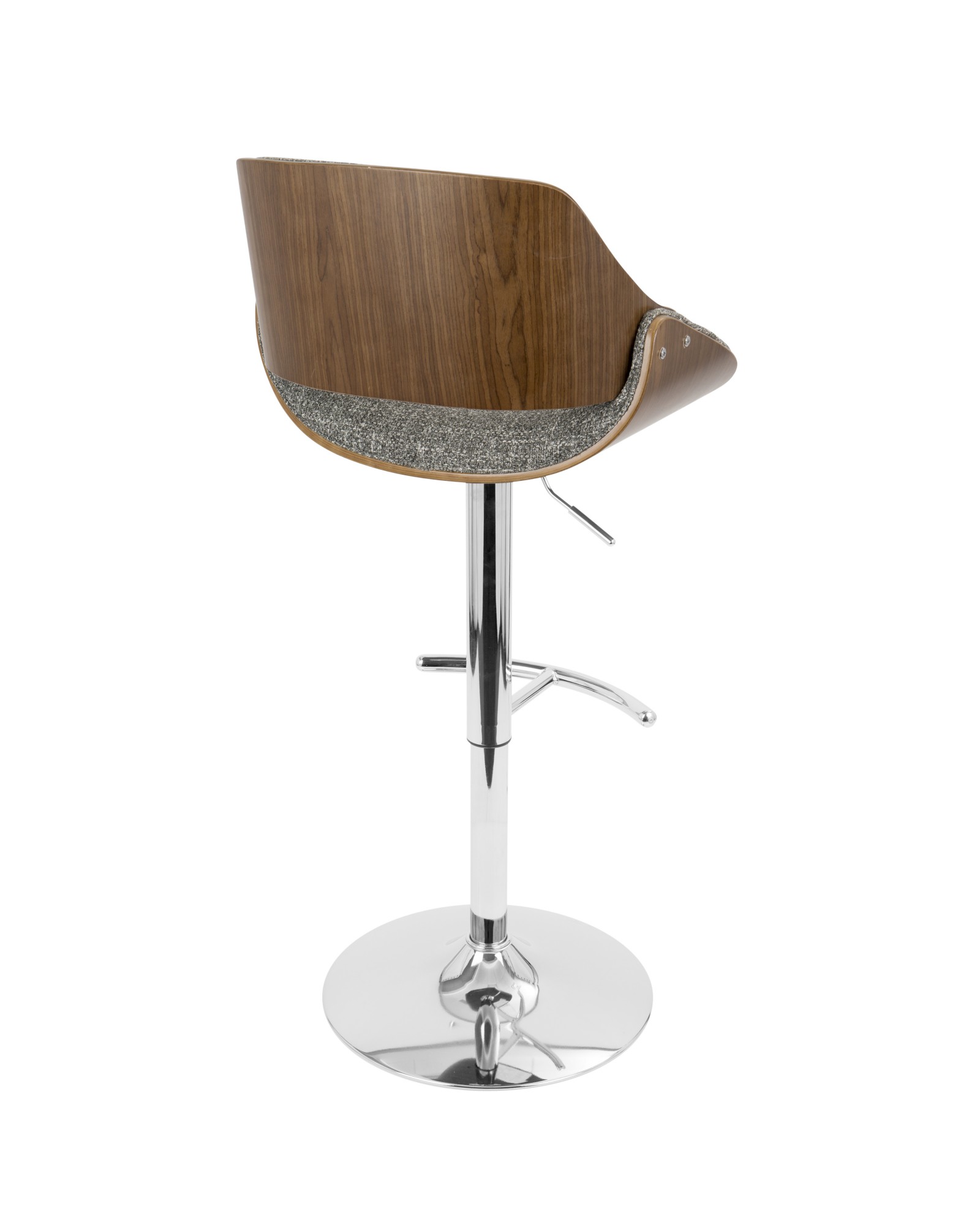 Fabrizzi Mid-Century Modern Adjustable Barstool with Swivel in Walnut and Grey