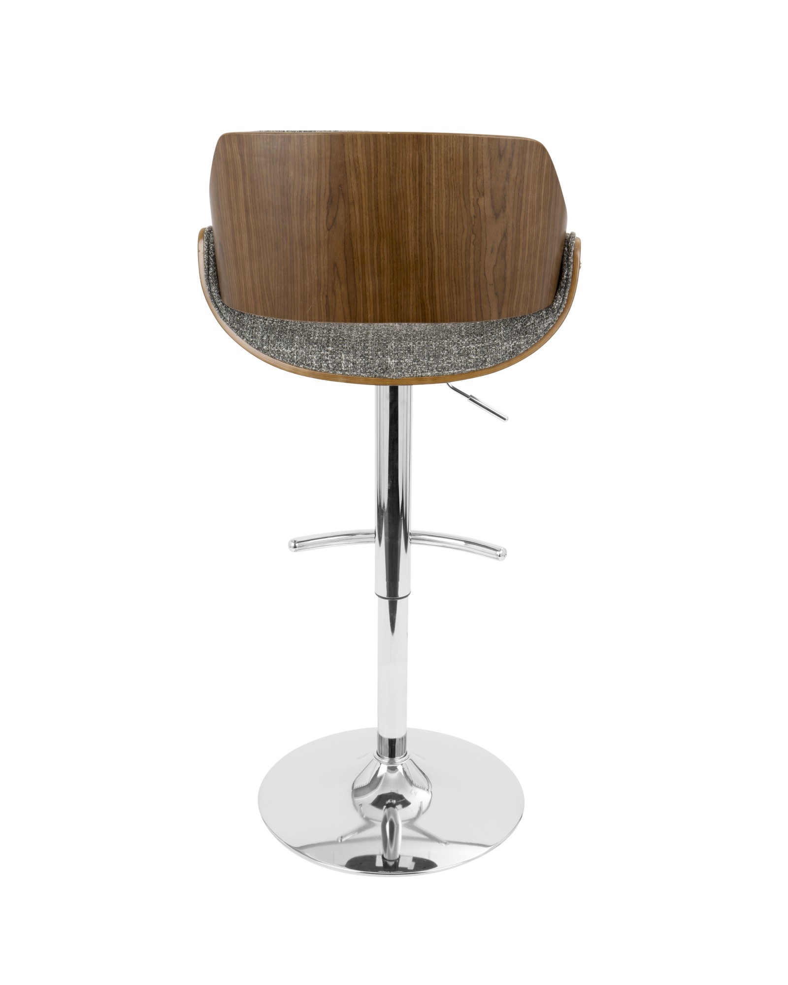 Fabrizzi Mid-Century Modern Adjustable Barstool with Swivel in Walnut and Grey