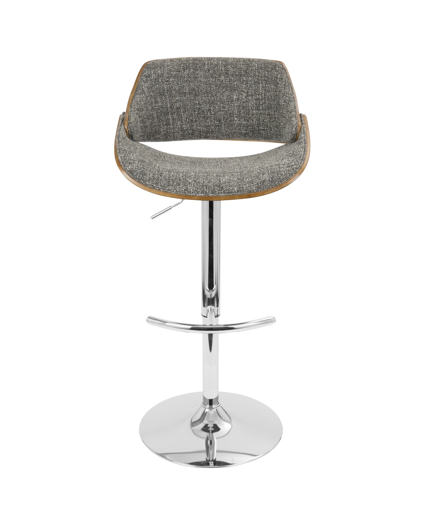 Fabrizzi Mid-Century Modern Adjustable Barstool with Swivel in Walnut and Grey