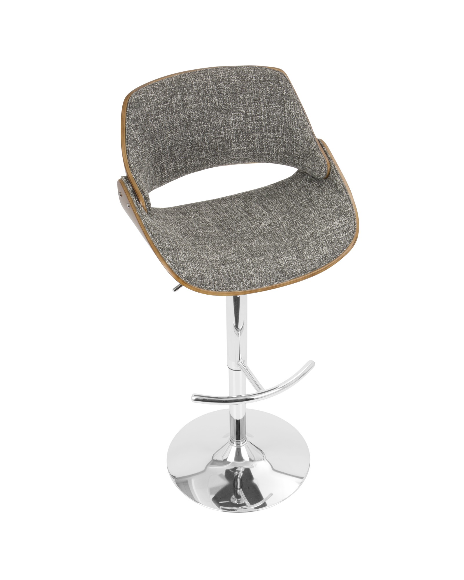 Fabrizzi Mid-Century Modern Adjustable Barstool with Swivel in Walnut and Grey