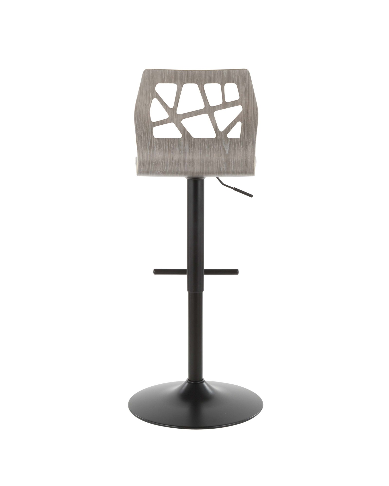 Folia Mid-Century Modern Adjustable Barstool in Light Grey Wood and Light Grey Fabric