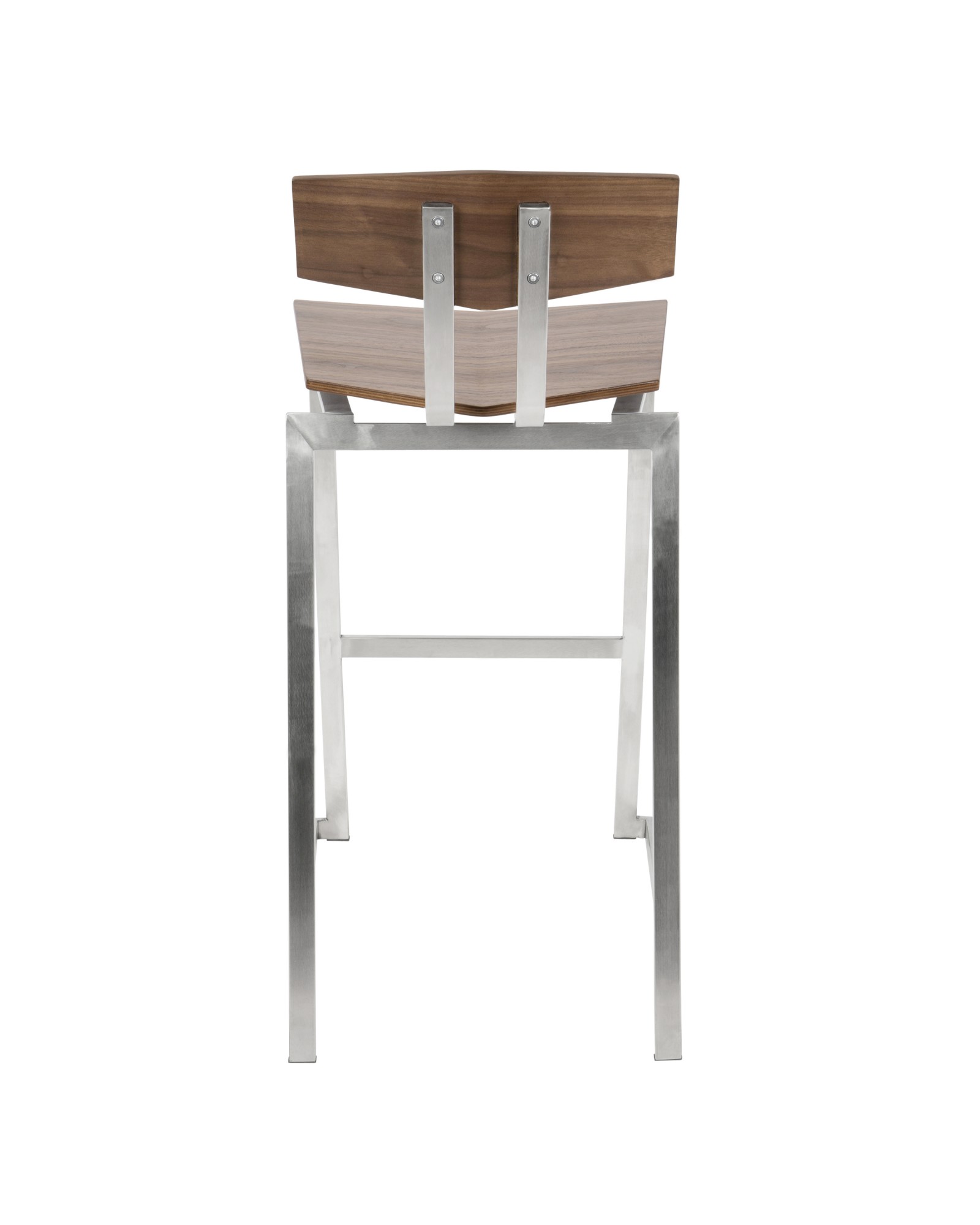 Flight Contemporary Stainless Steel Barstool in Walnut Wood - Set of 2