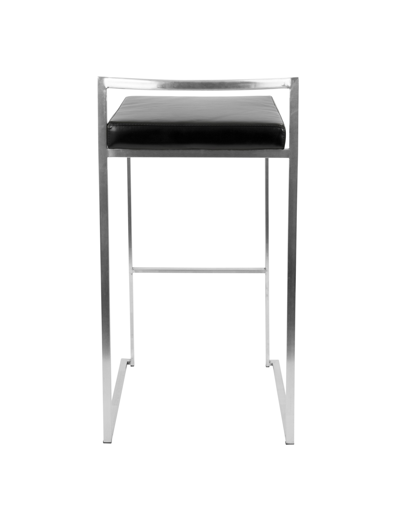 Fuji Contemporary Stackable Barstool with Black Faux Leather - Set of 2