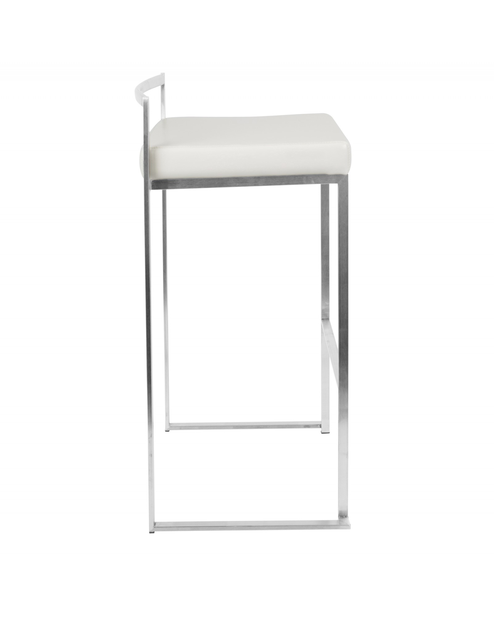 Fuji Contemporary Stackable Barstool with White Faux Leather - Set of 2