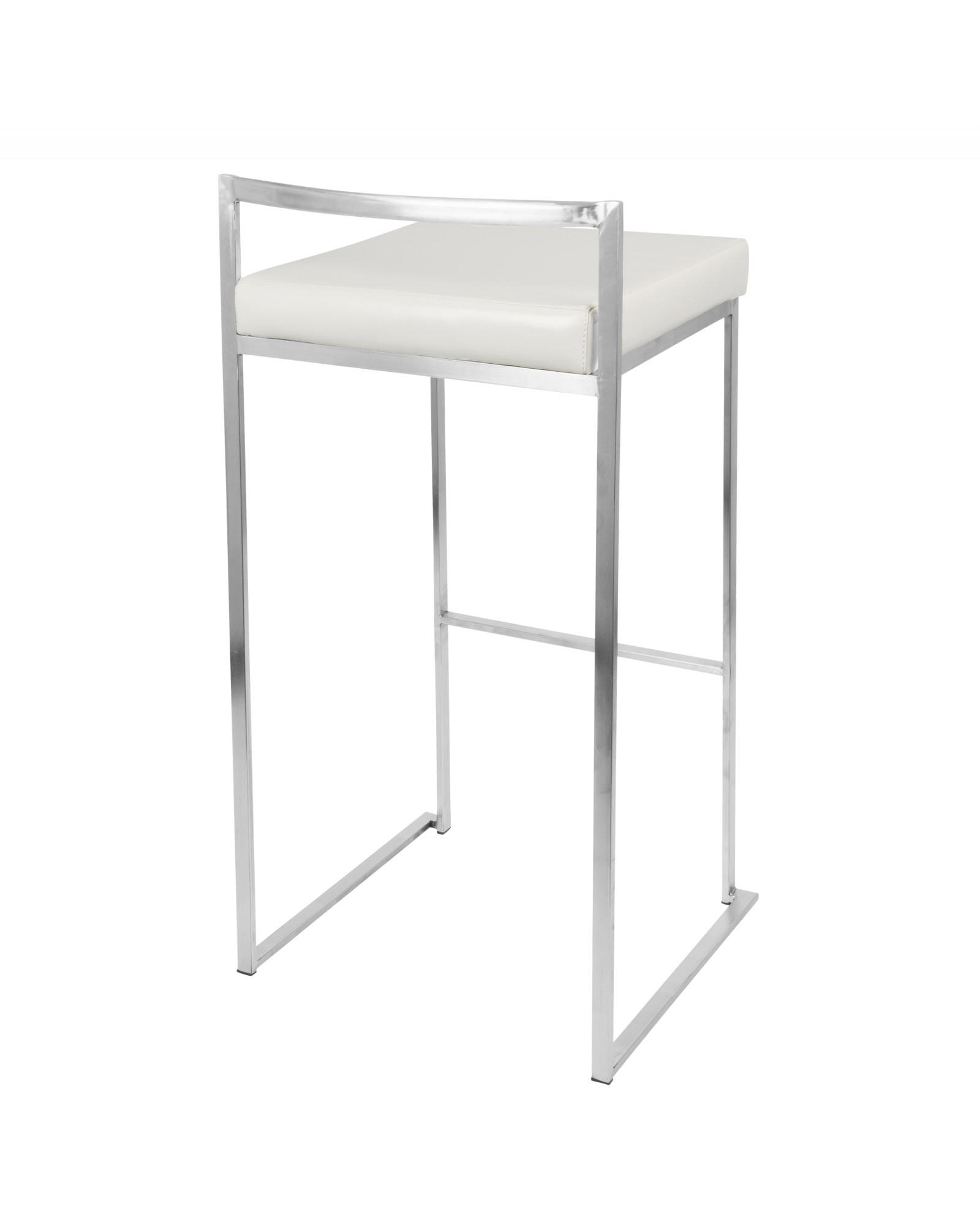 Fuji Contemporary Stackable Barstool with White Faux Leather - Set of 2