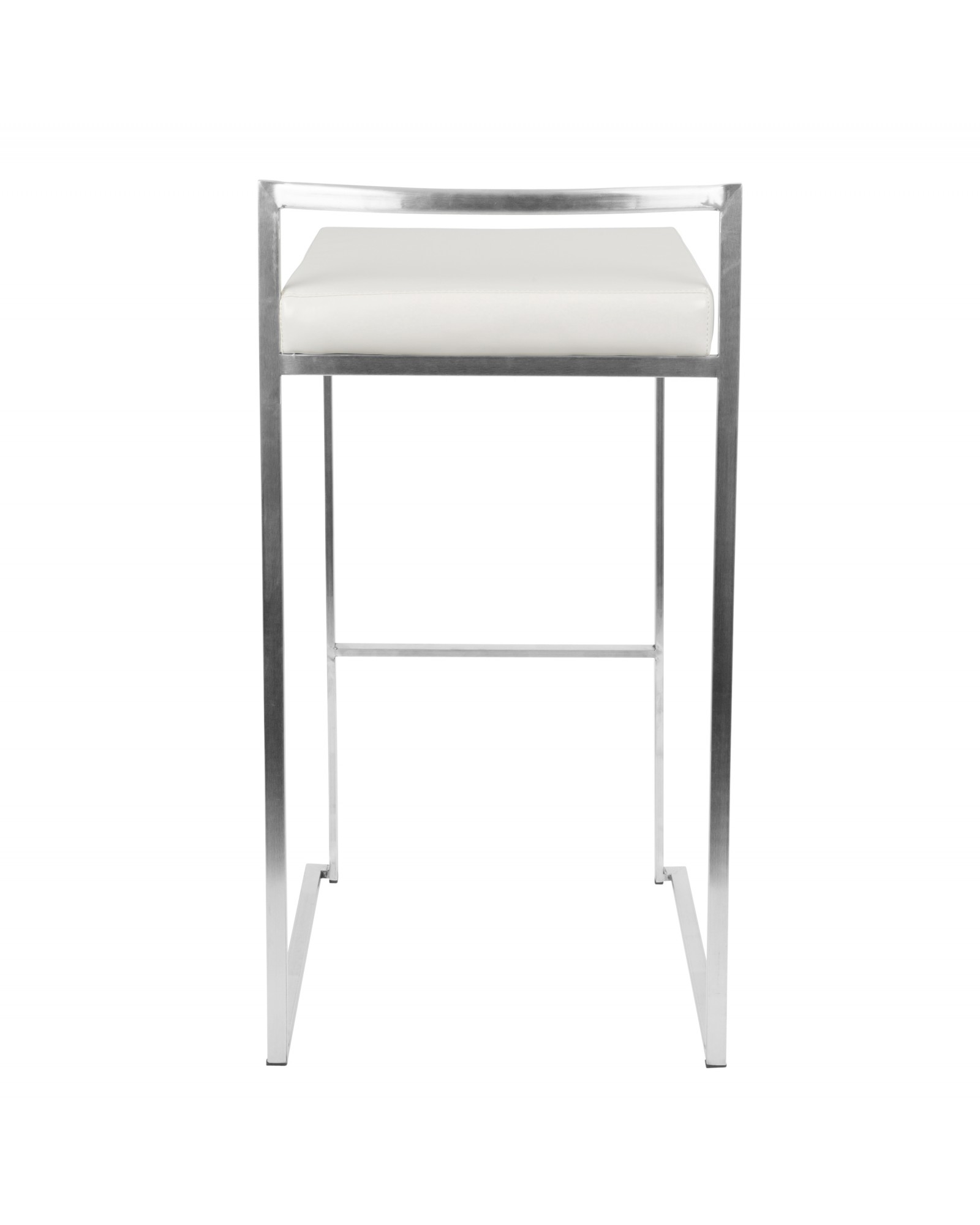 Fuji Contemporary Stackable Barstool with White Faux Leather - Set of 2