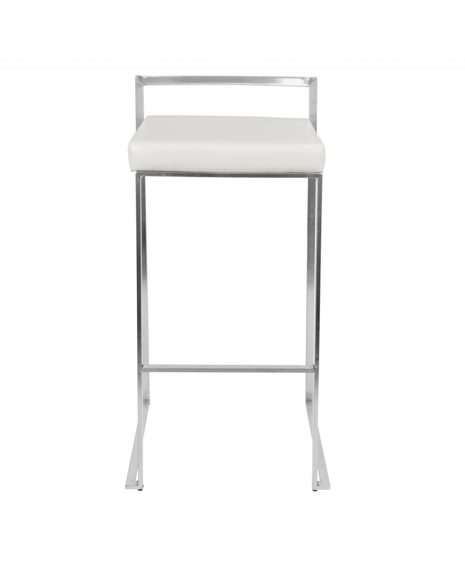 Fuji Contemporary Stackable Barstool with White Faux Leather - Set of 2